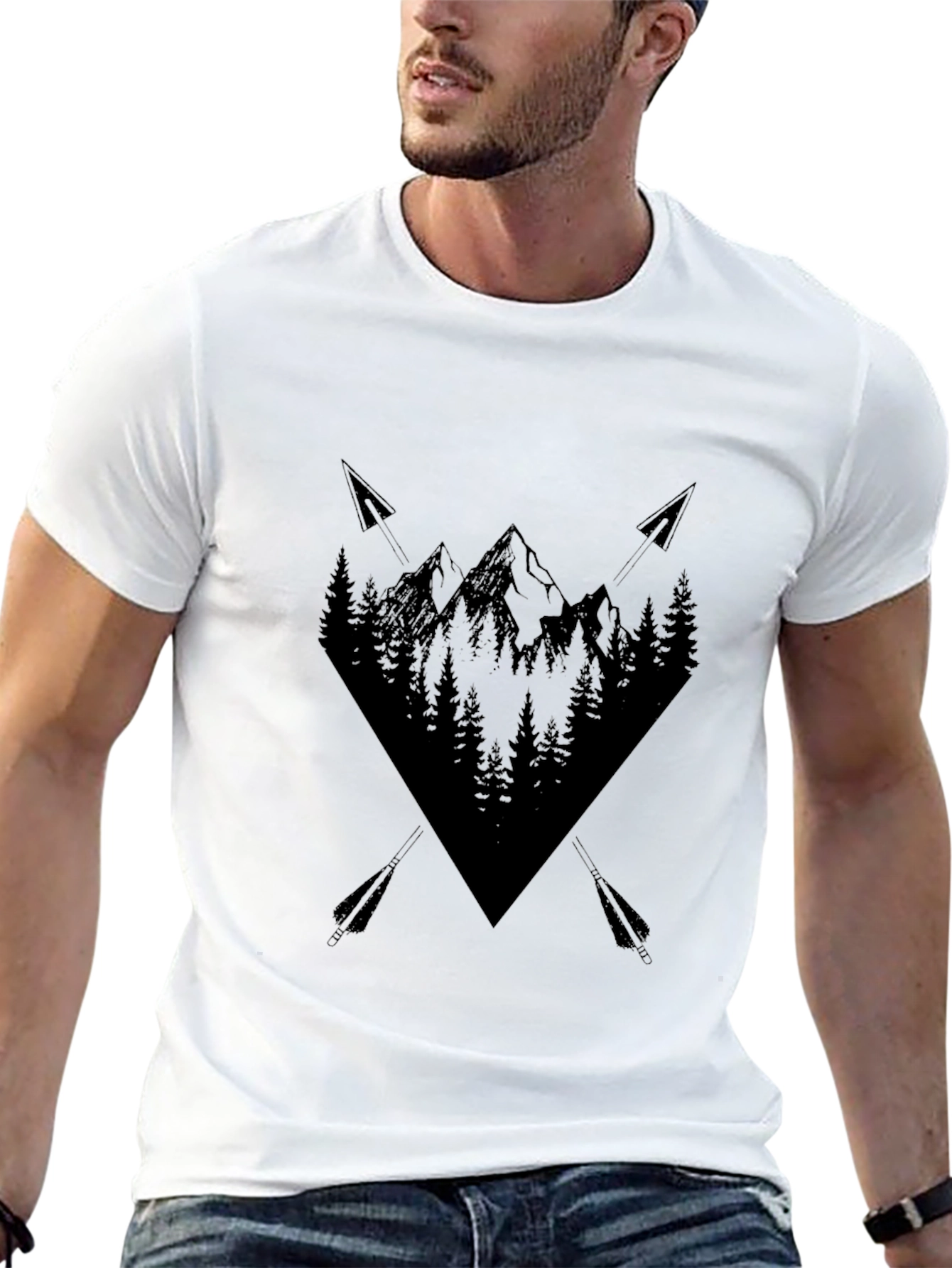 Mens Black Mountain Arrow Graphic Tee