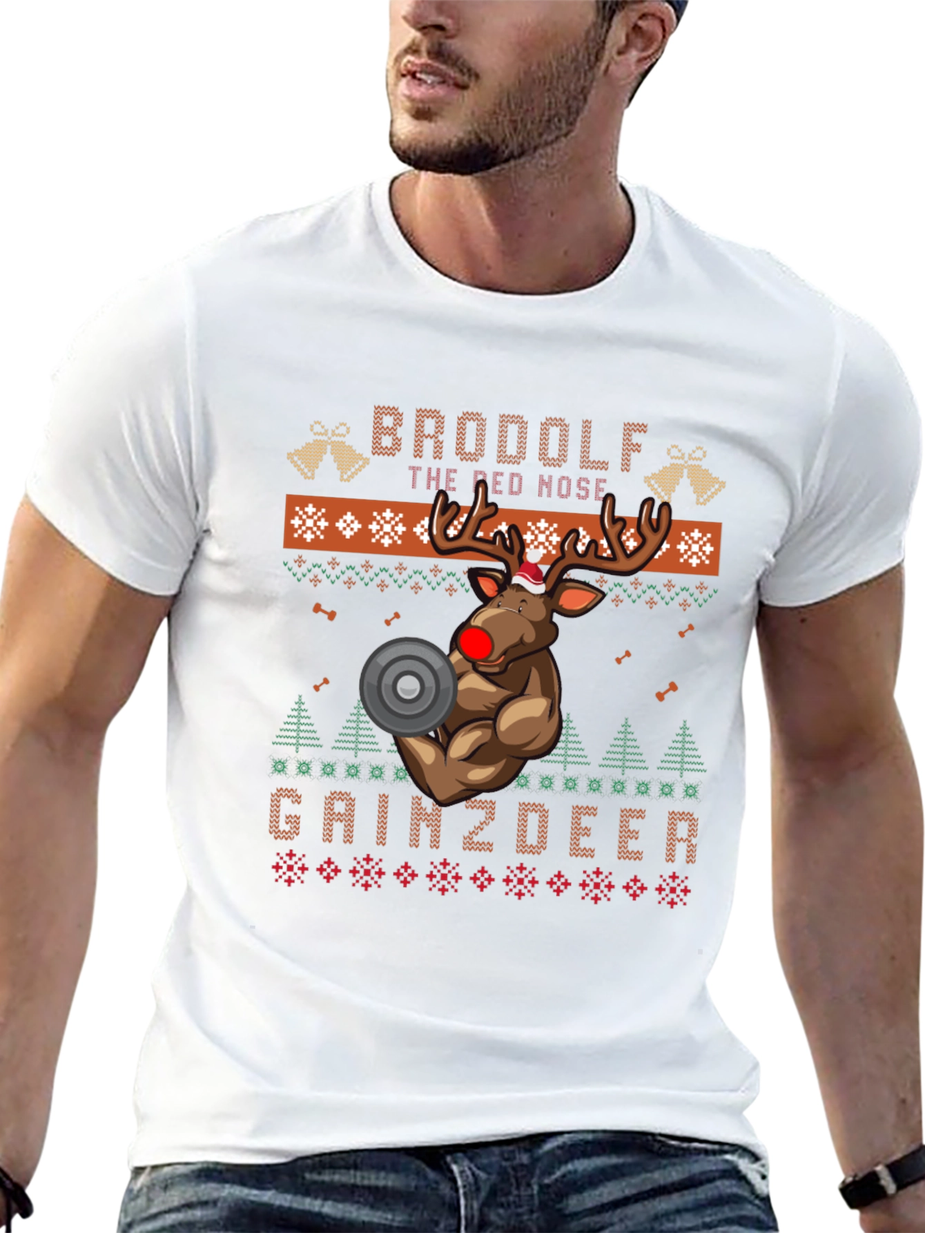 Brodolf the Red Nosed Gainzdeer Ugly Christmas Sweater T-Shirt