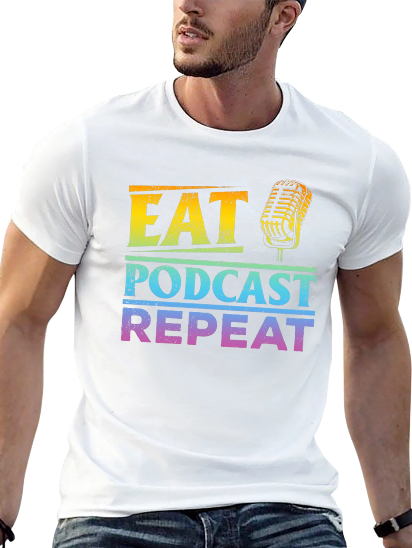 Eat Podcast Repeat T-Shirt - Podcasting Apparel
