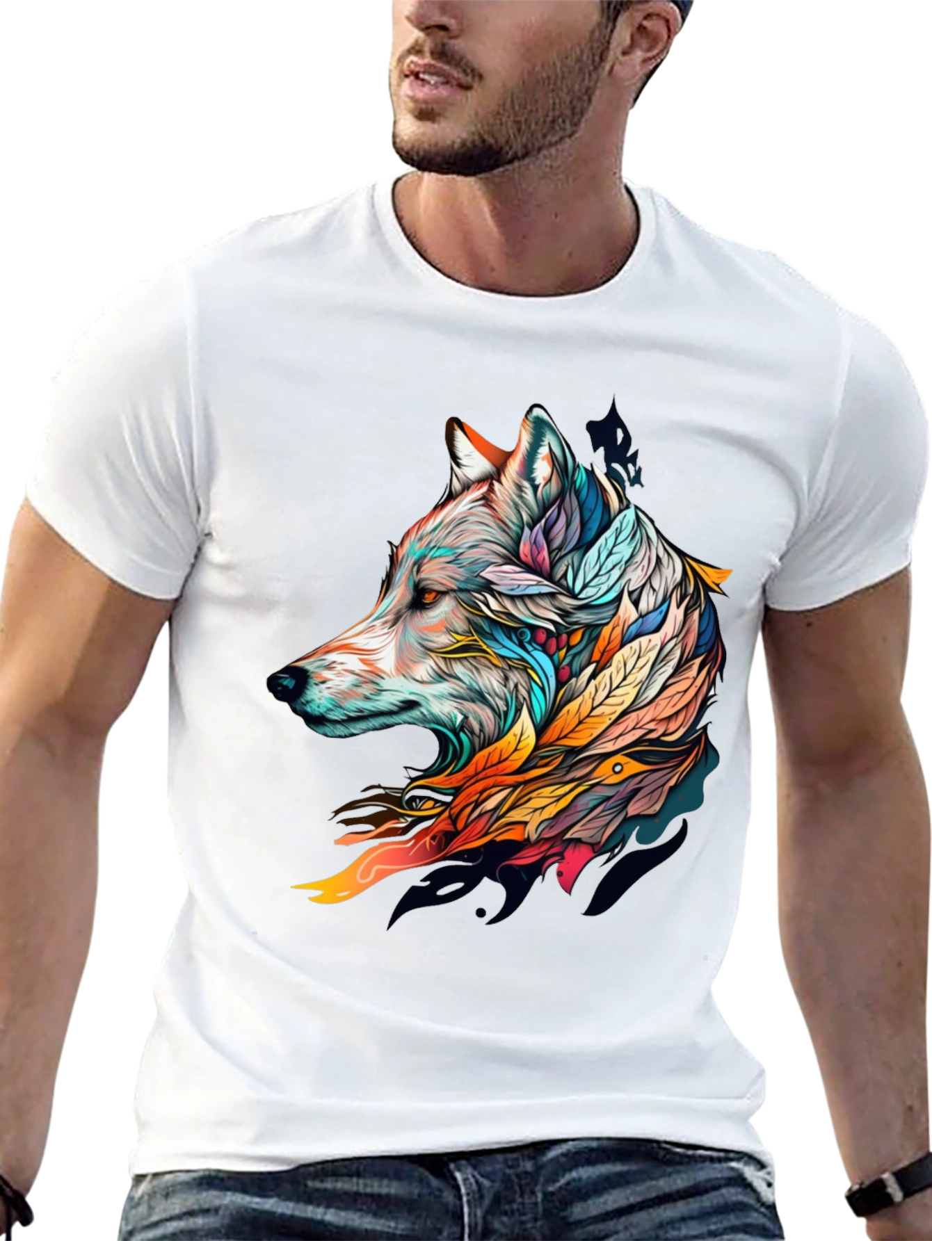 Wolf Art Graphic Tee - Stylish Black T-Shirt