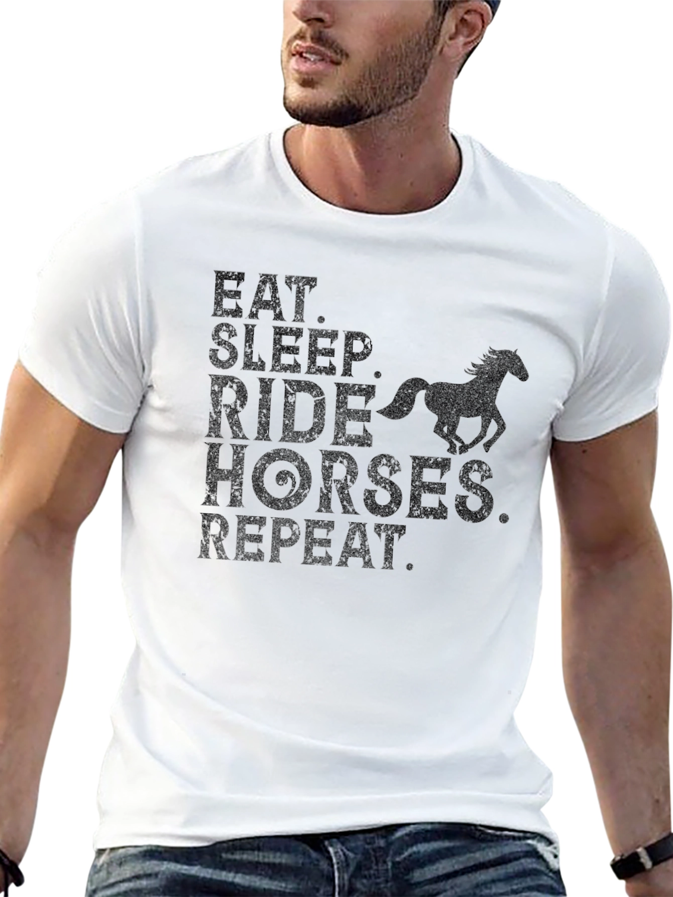 Eat Sleep Ride Horses Repeat Black T-Shirt