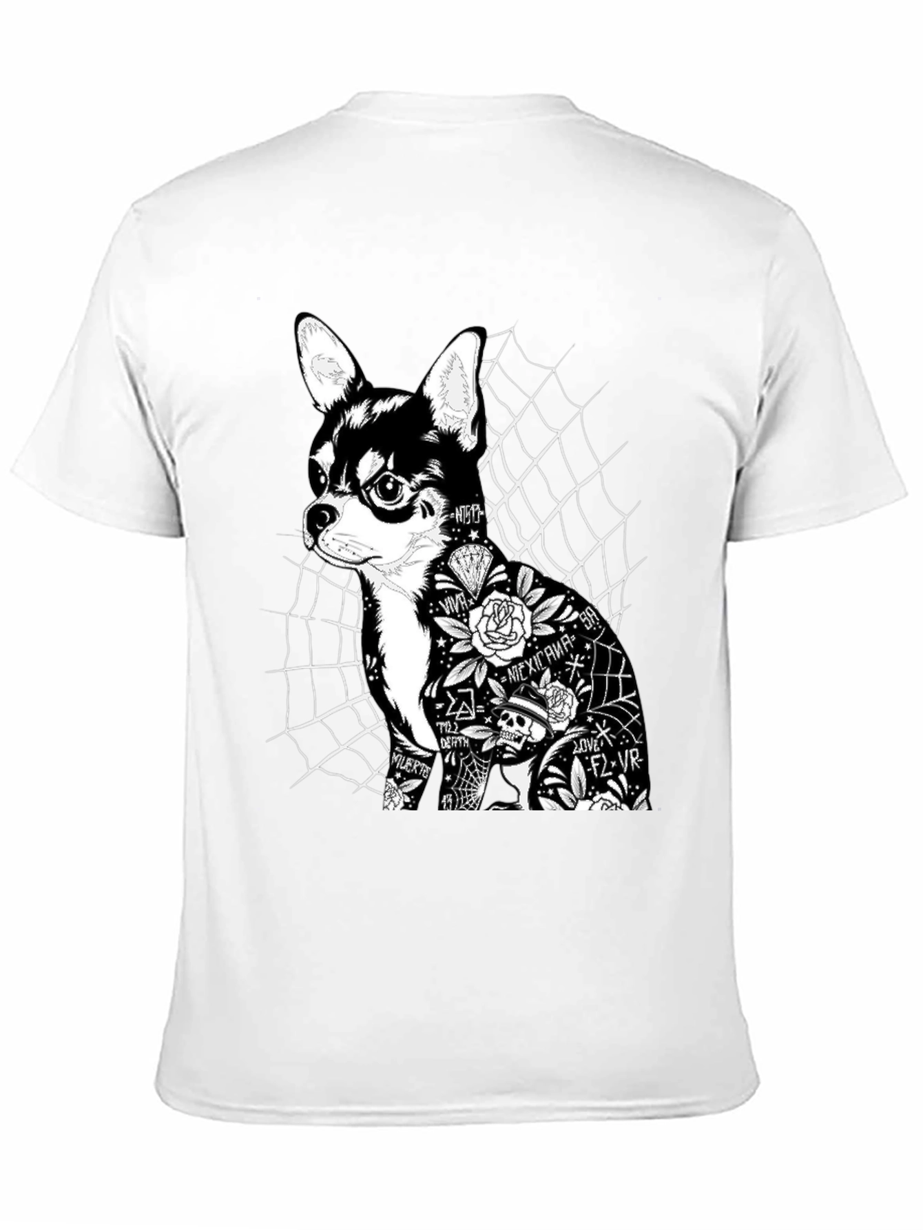 Dog Tattoo Graphic Print Black T-Shirt
