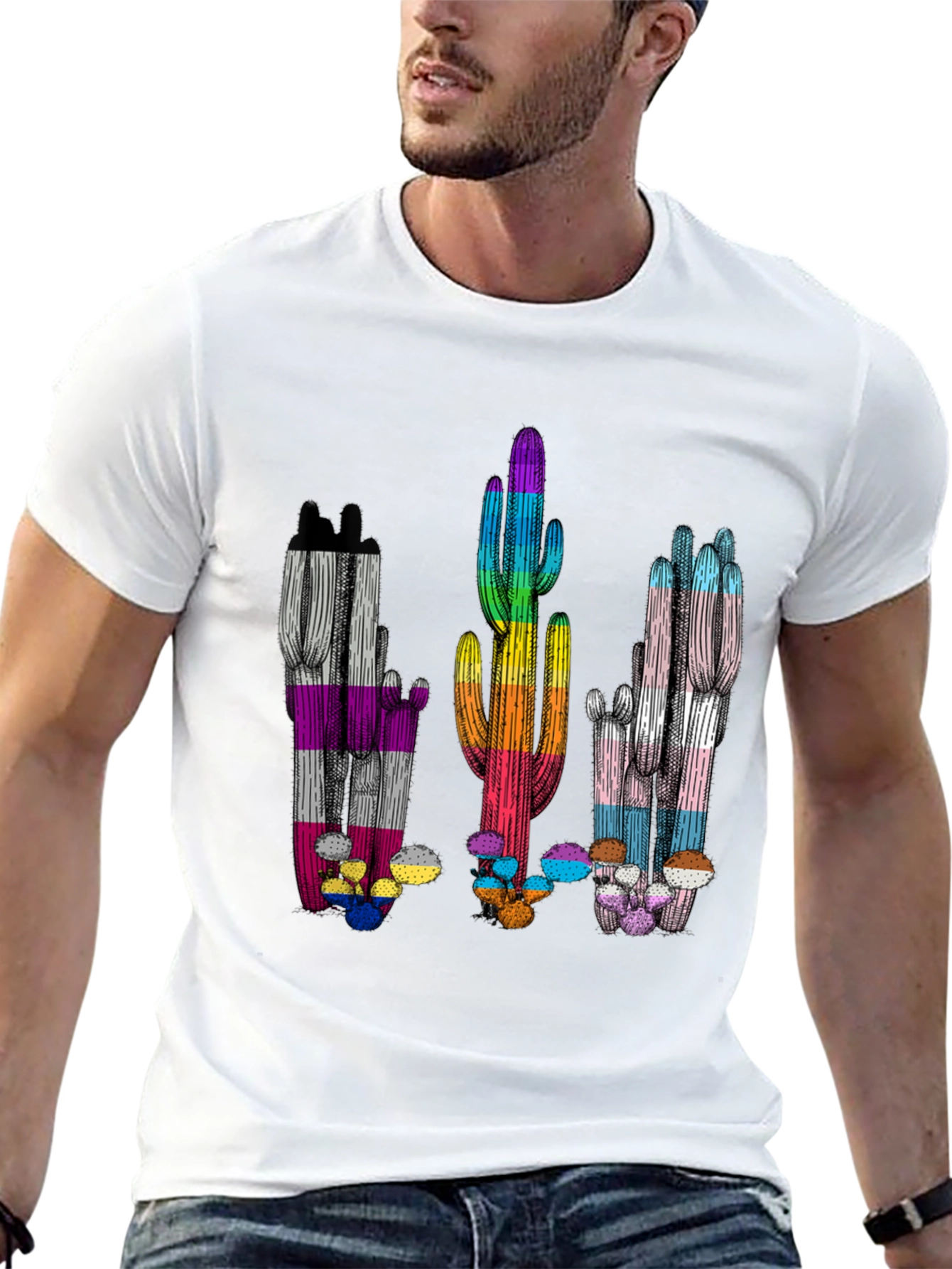 LGBTQ+ Pride Cactus T-Shirt - Black