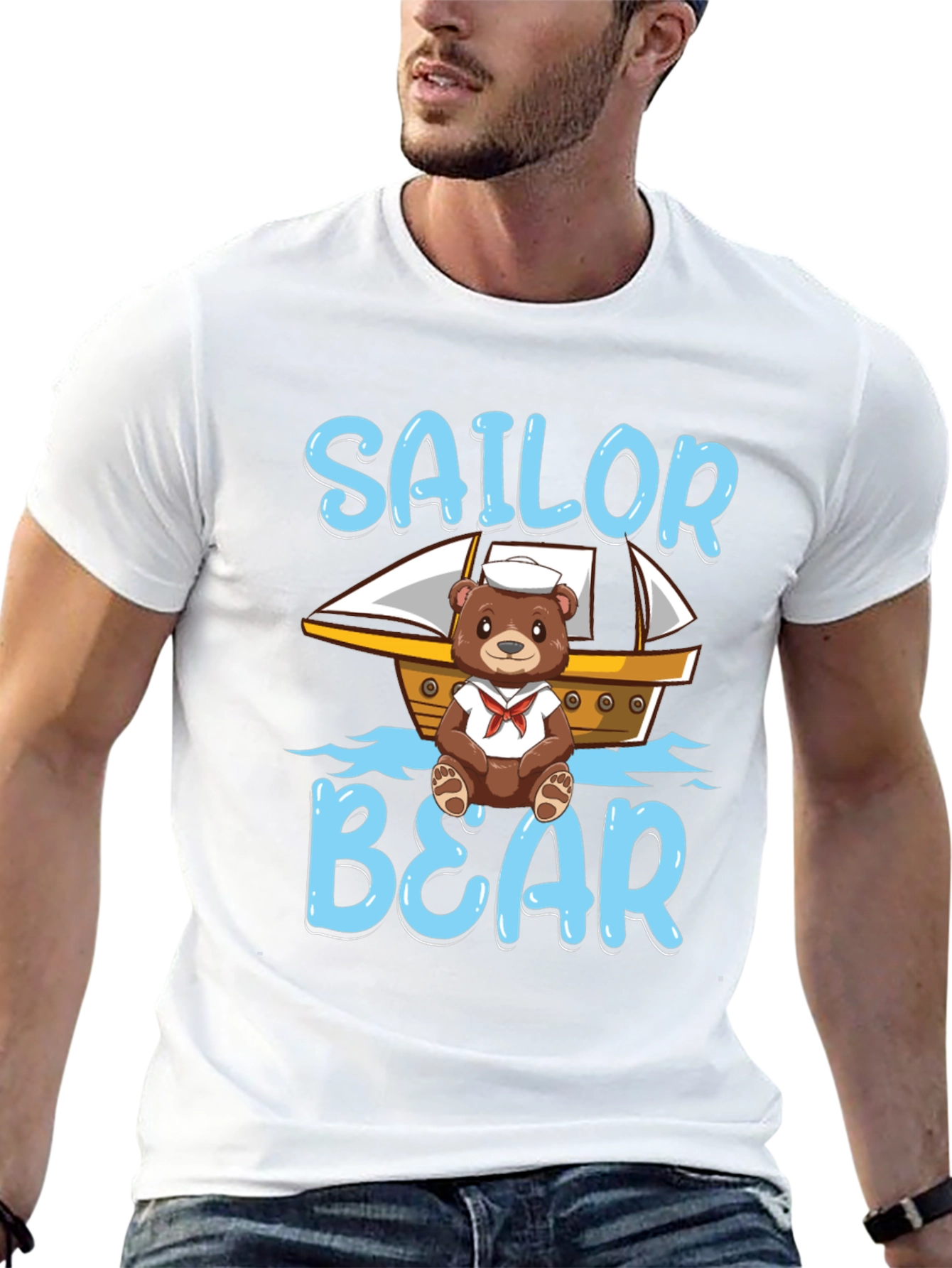 Sailor Bear Graphic T-Shirt - Cute Cartoon Tee