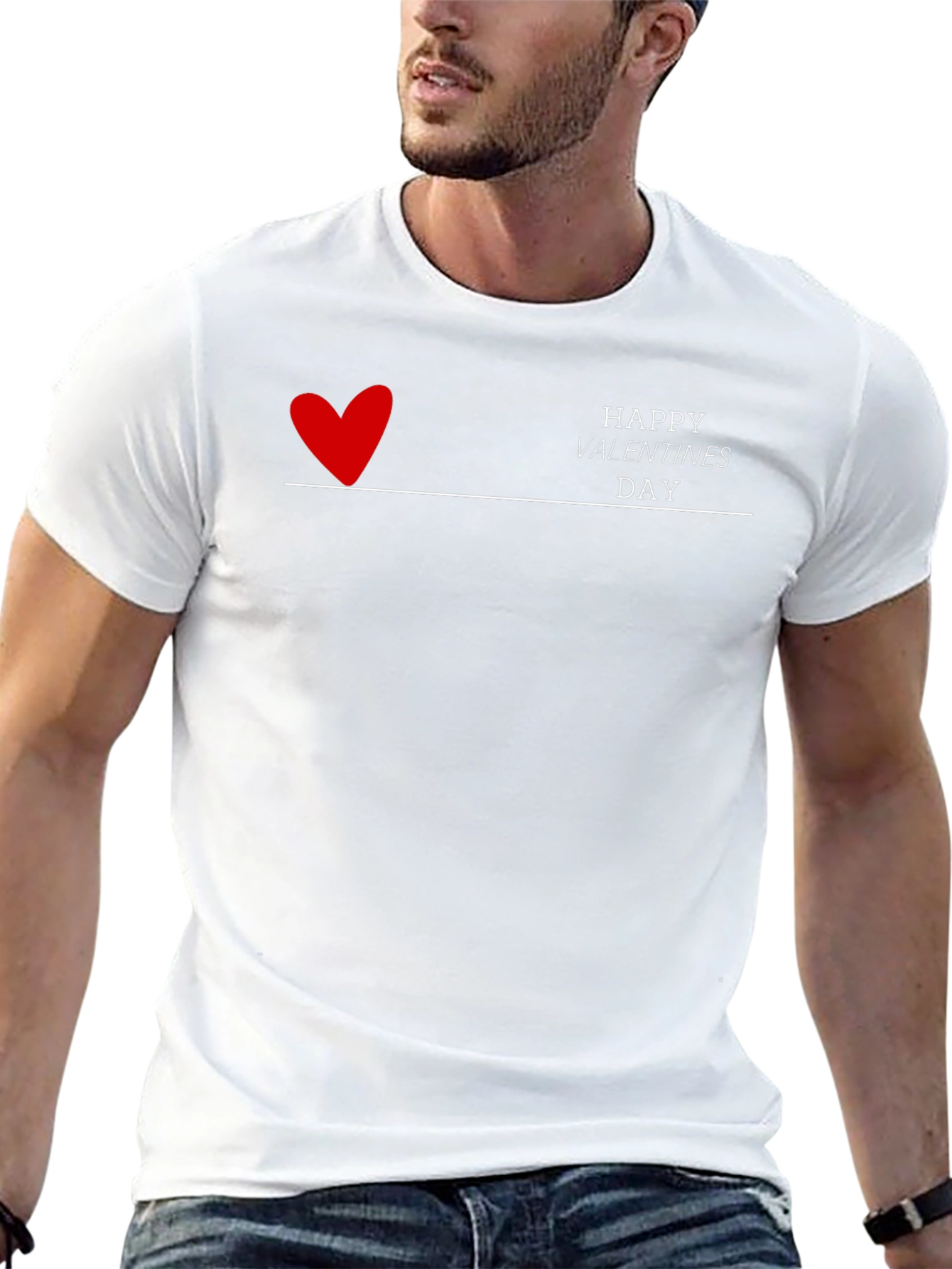 Happy Valentines Day Graphic Black T-Shirt