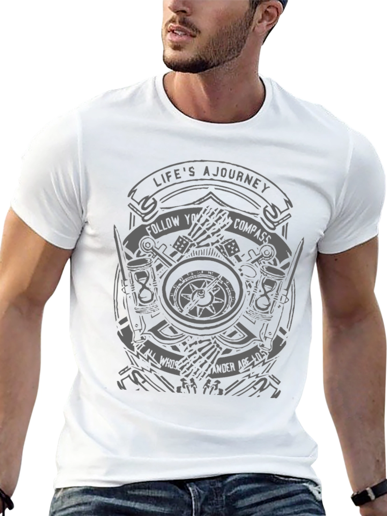 Lifes A Journey Compass Graphic T-Shirt