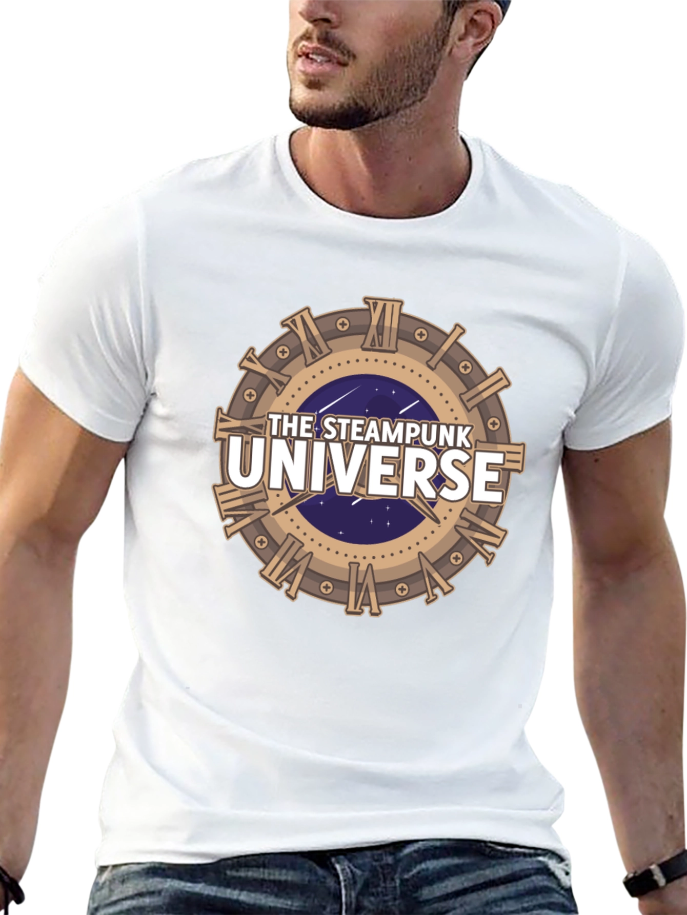 Steampunk Universe Graphic Tee - Black Cotton T-Shirt