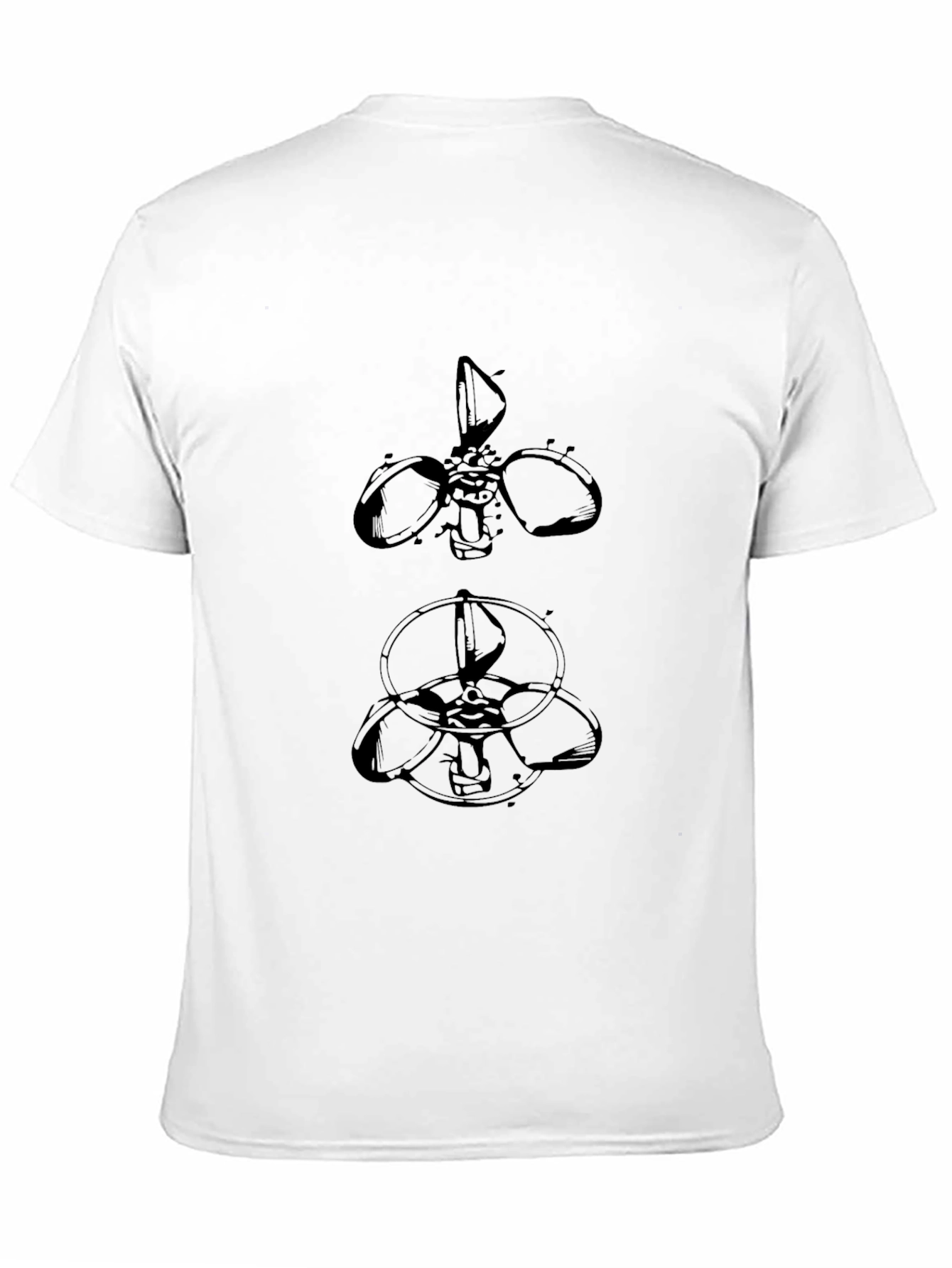 Abstract Propeller Graphic Tee - Black Cotton Blend