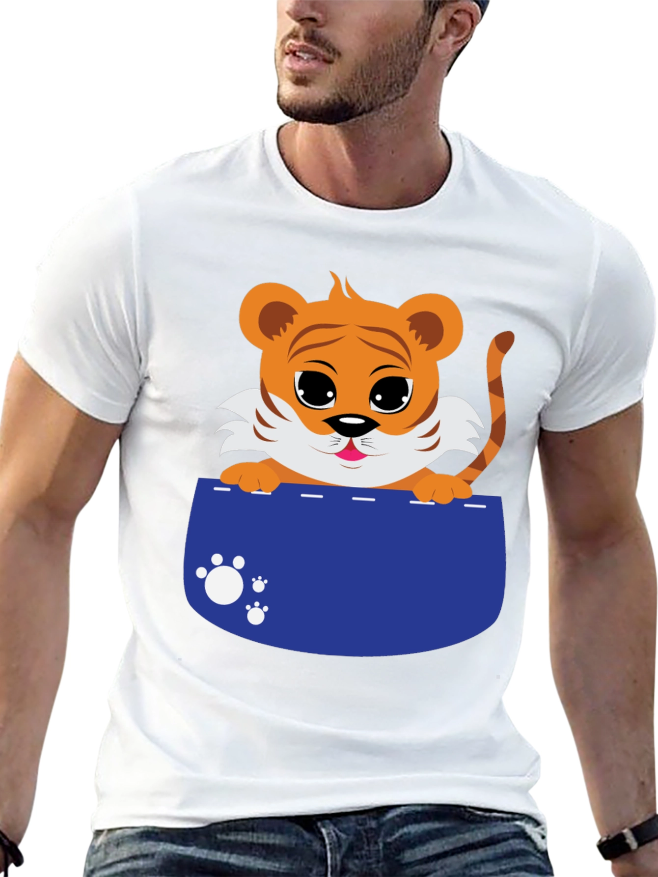 Cute Tiger Cub Pocket T-Shirt