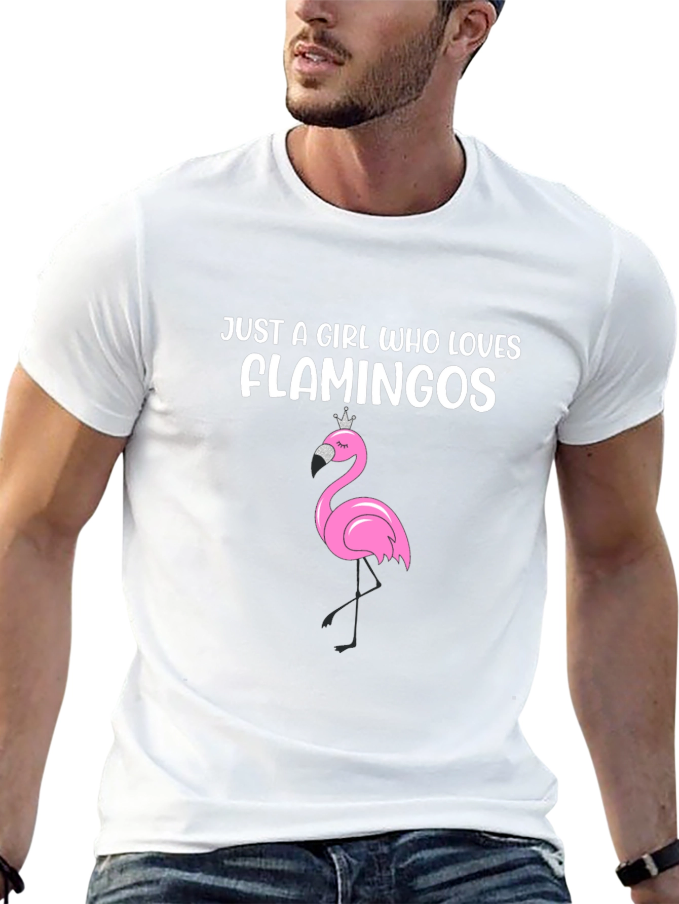 Girl Who Loves Flamingos Black T-Shirt