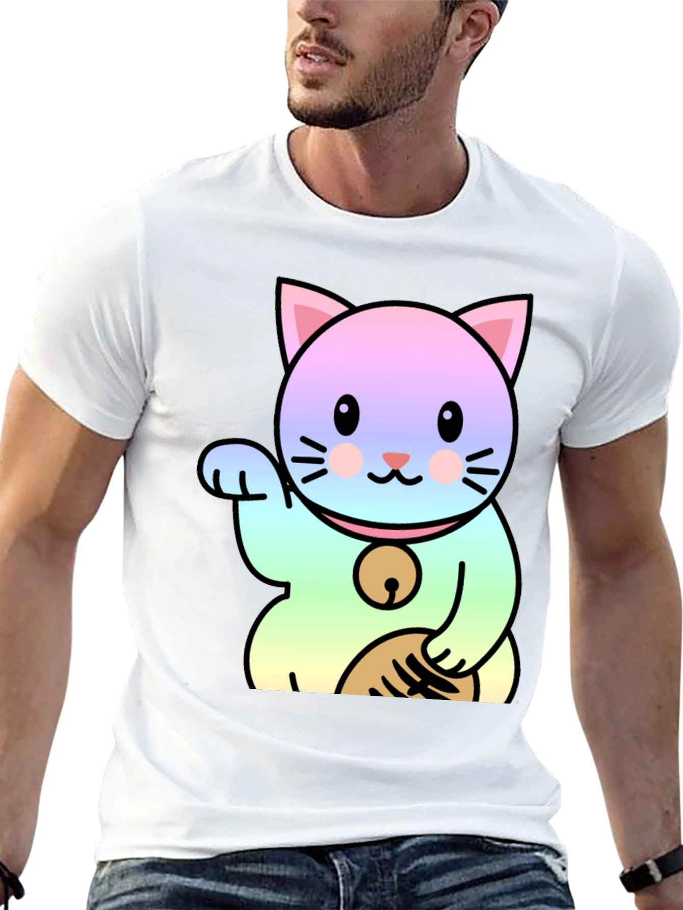 Lucky Cat Graphic Tee - Kawaii Style