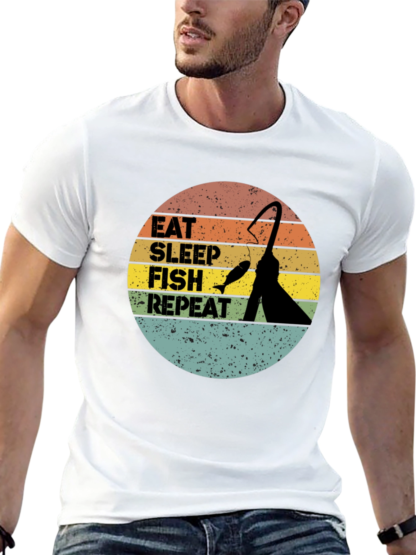 Eat Sleep Fish Repeat Graphic T-Shirt