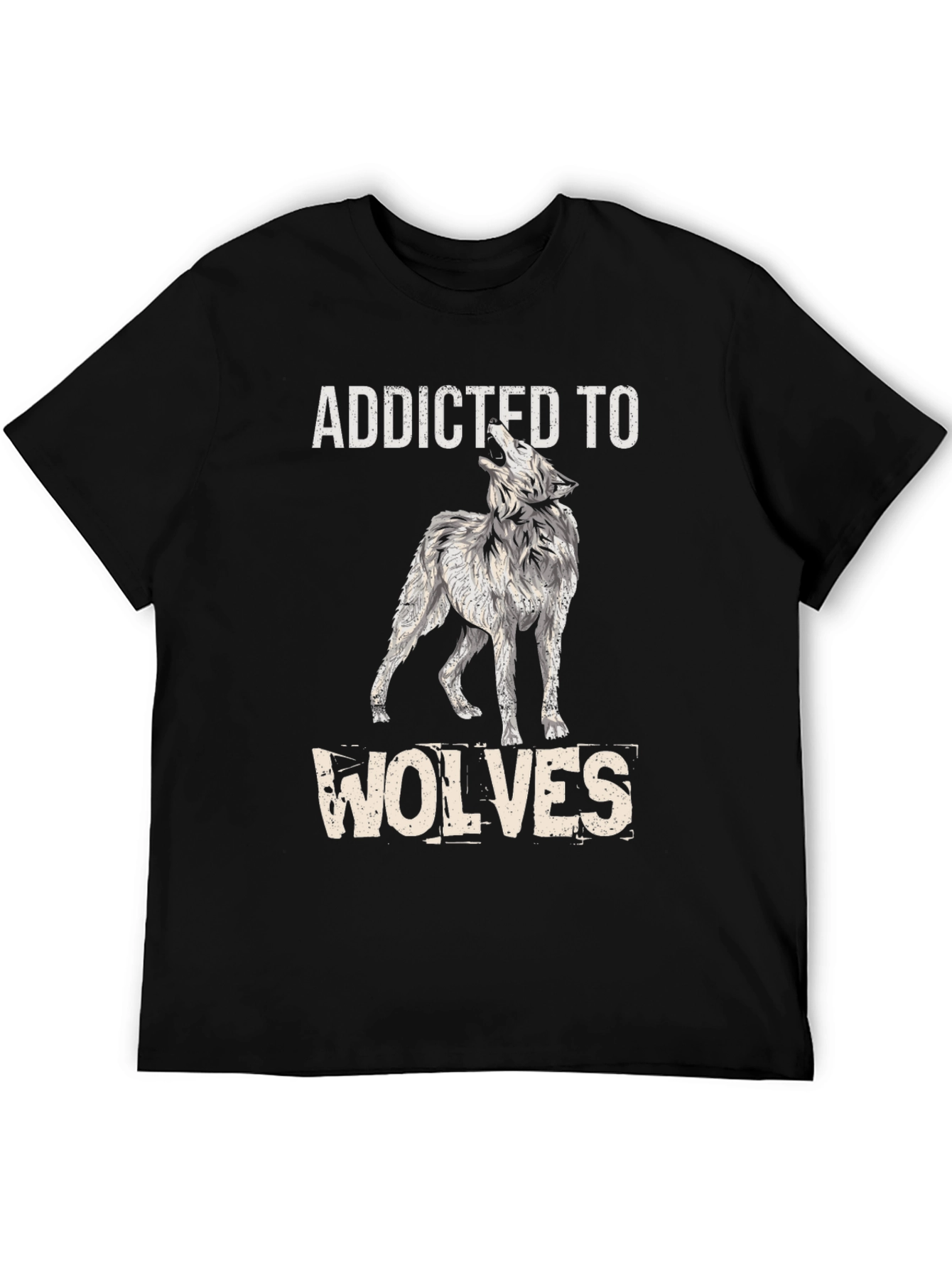 Addicted To Wolves Graphic Tee - Black Cotton Blend