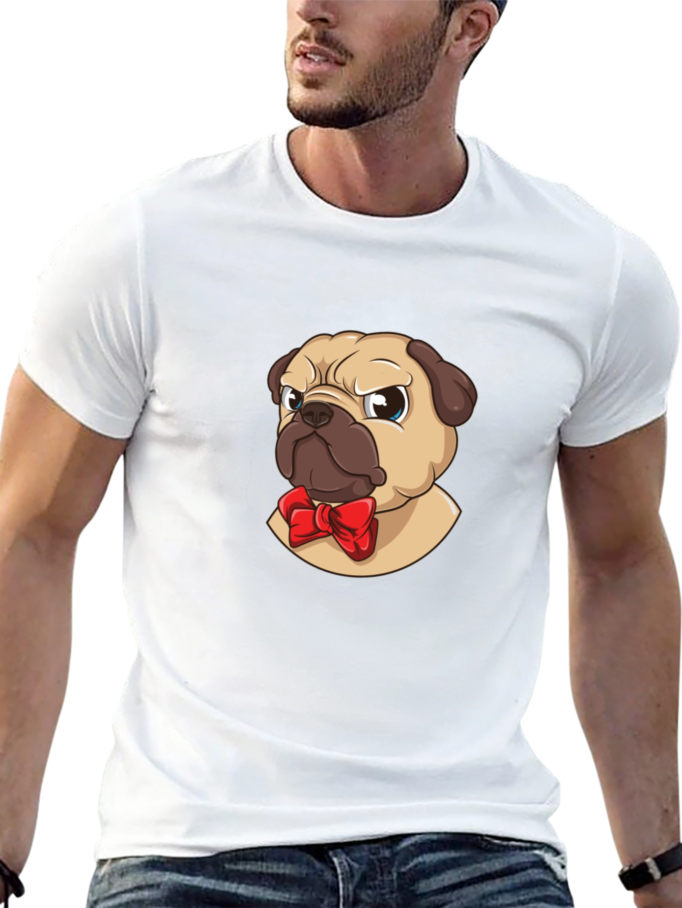 Cute Pug Bow Tie T-Shirt – Adorable Dog Lover Graphic Tee Gift