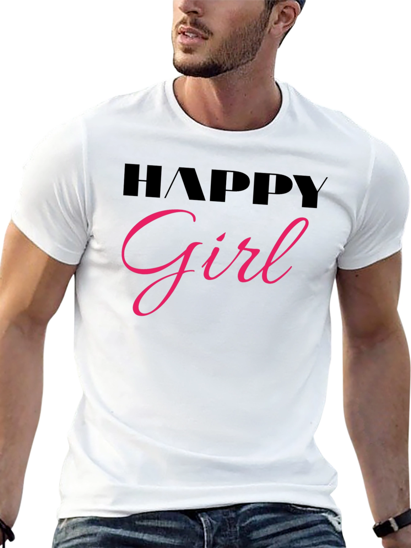 Happy Girl Black T-Shirt