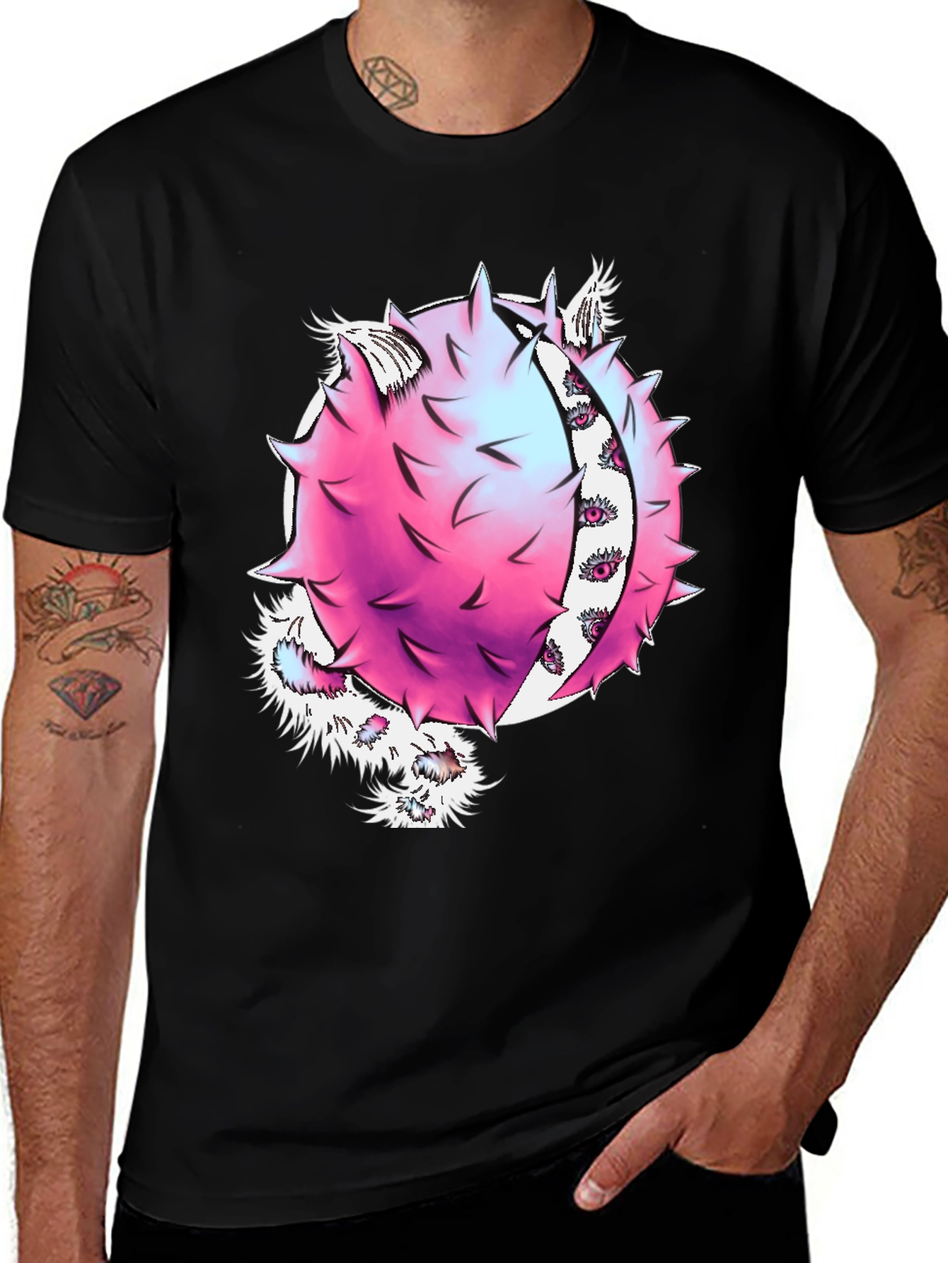 Eye-Catching Graphic Print Black T-Shirt