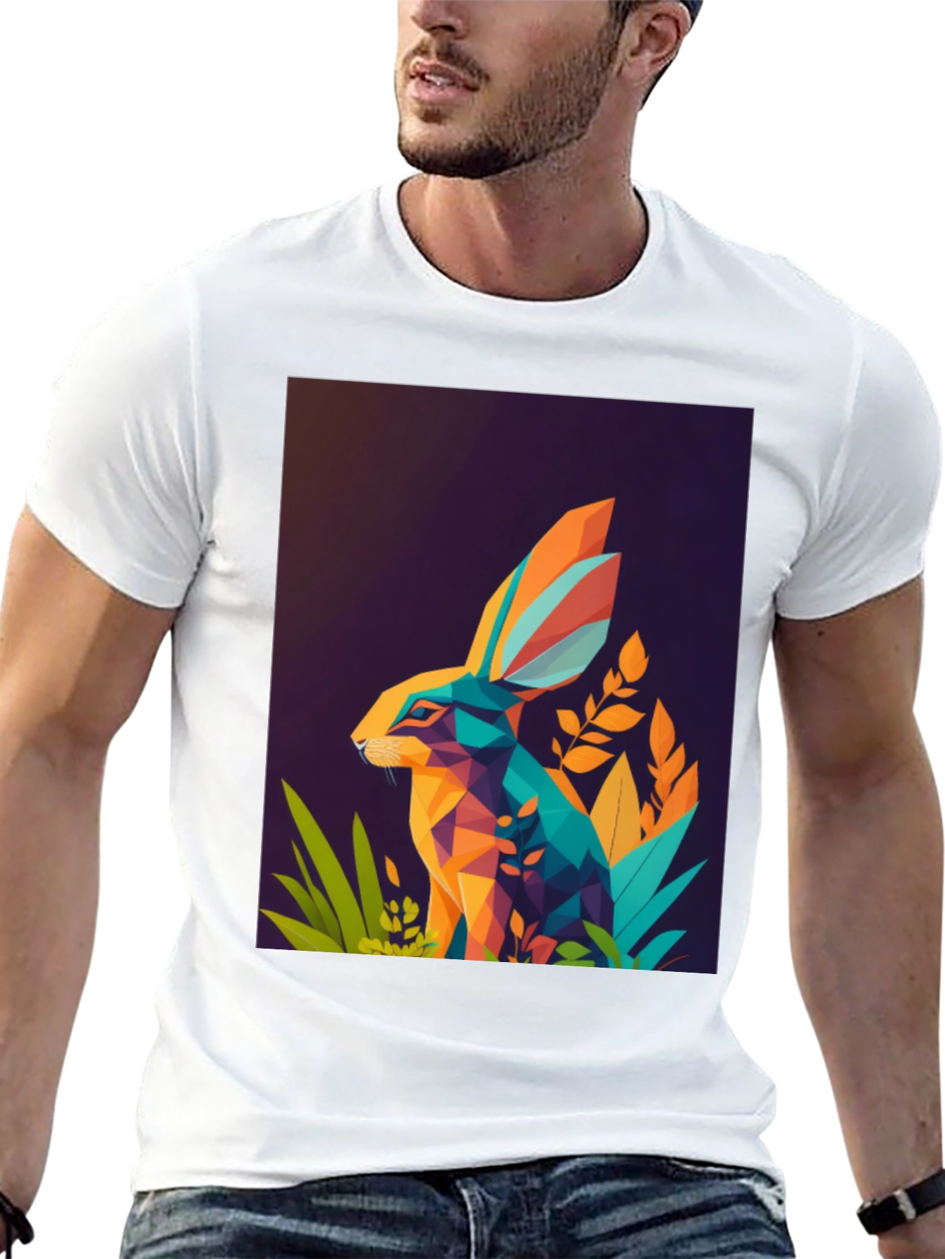 Geometric Rabbit Graphic T-Shirt