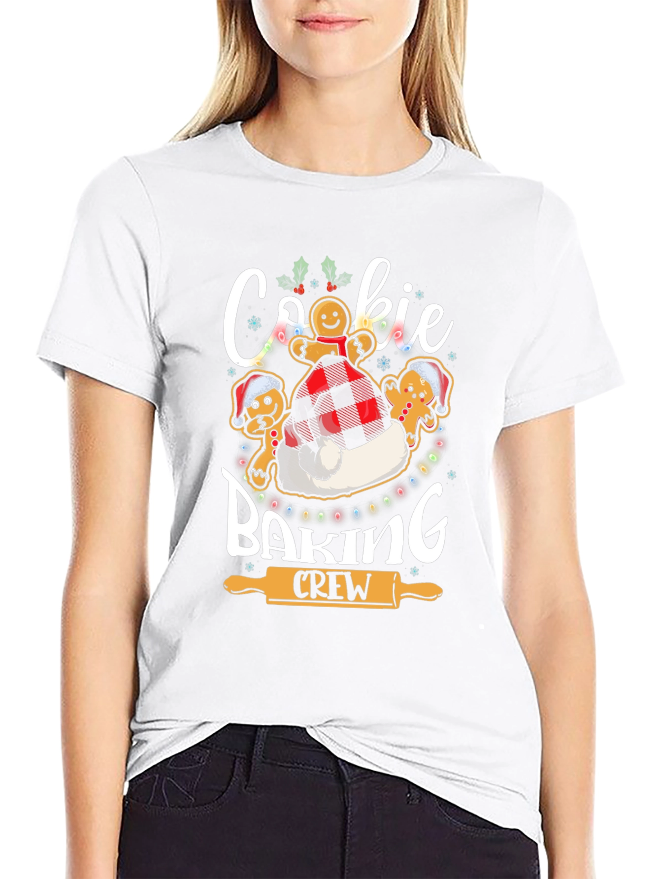 Cookie Baking Crew T-Shirt Gingerbread Man Festive Top