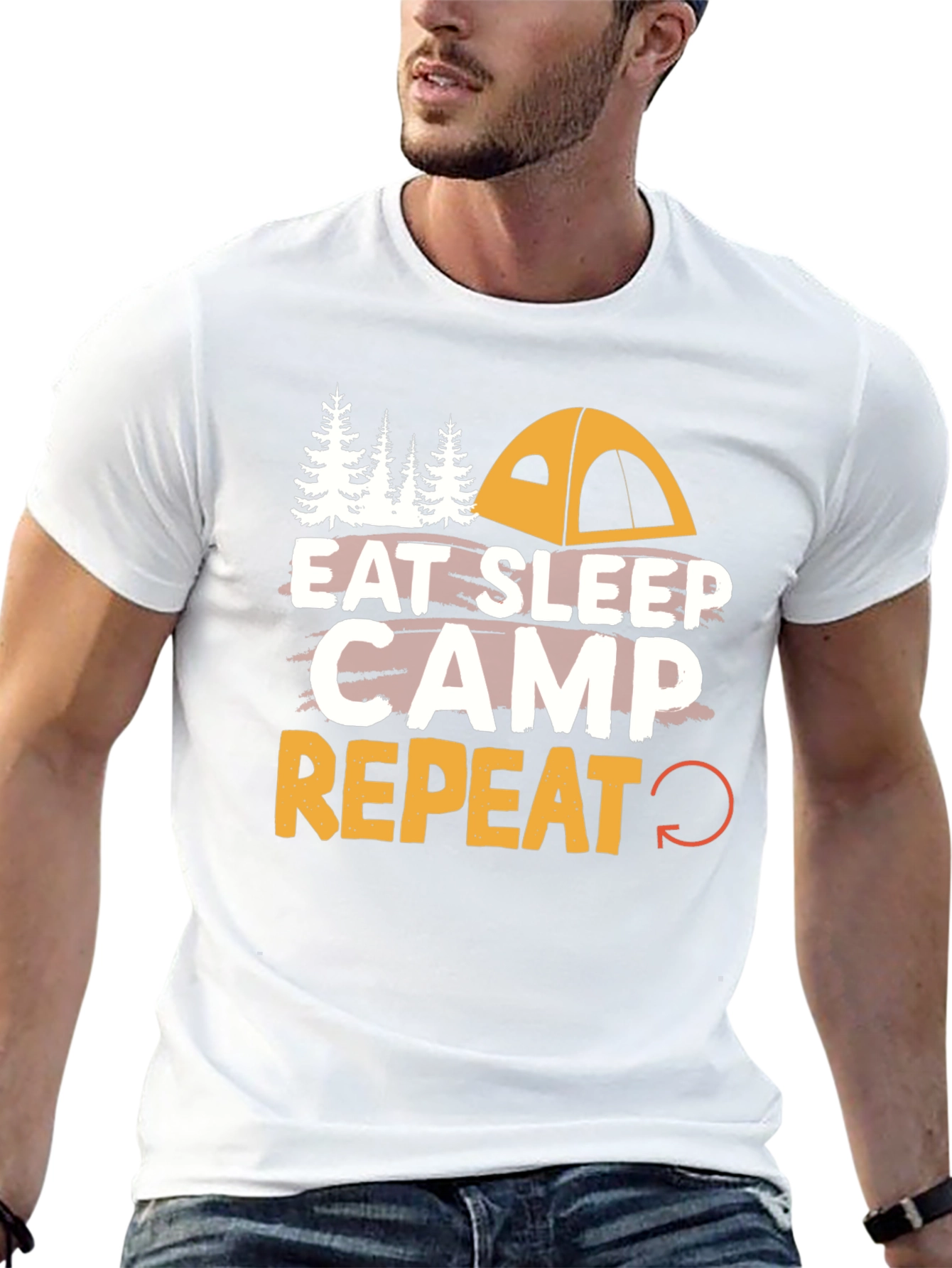 Eat Sleep Camp Repeat Camping Graphic T-Shirt