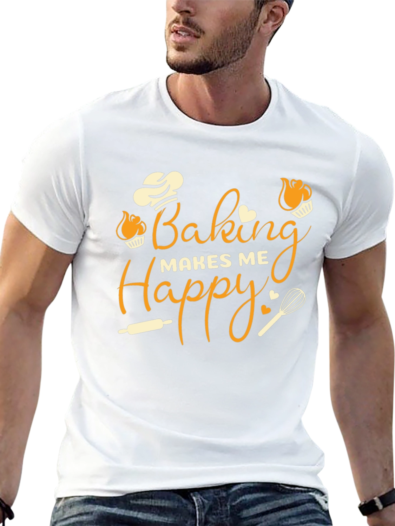 Baking Makes Me Happy Graphic T-Shirt