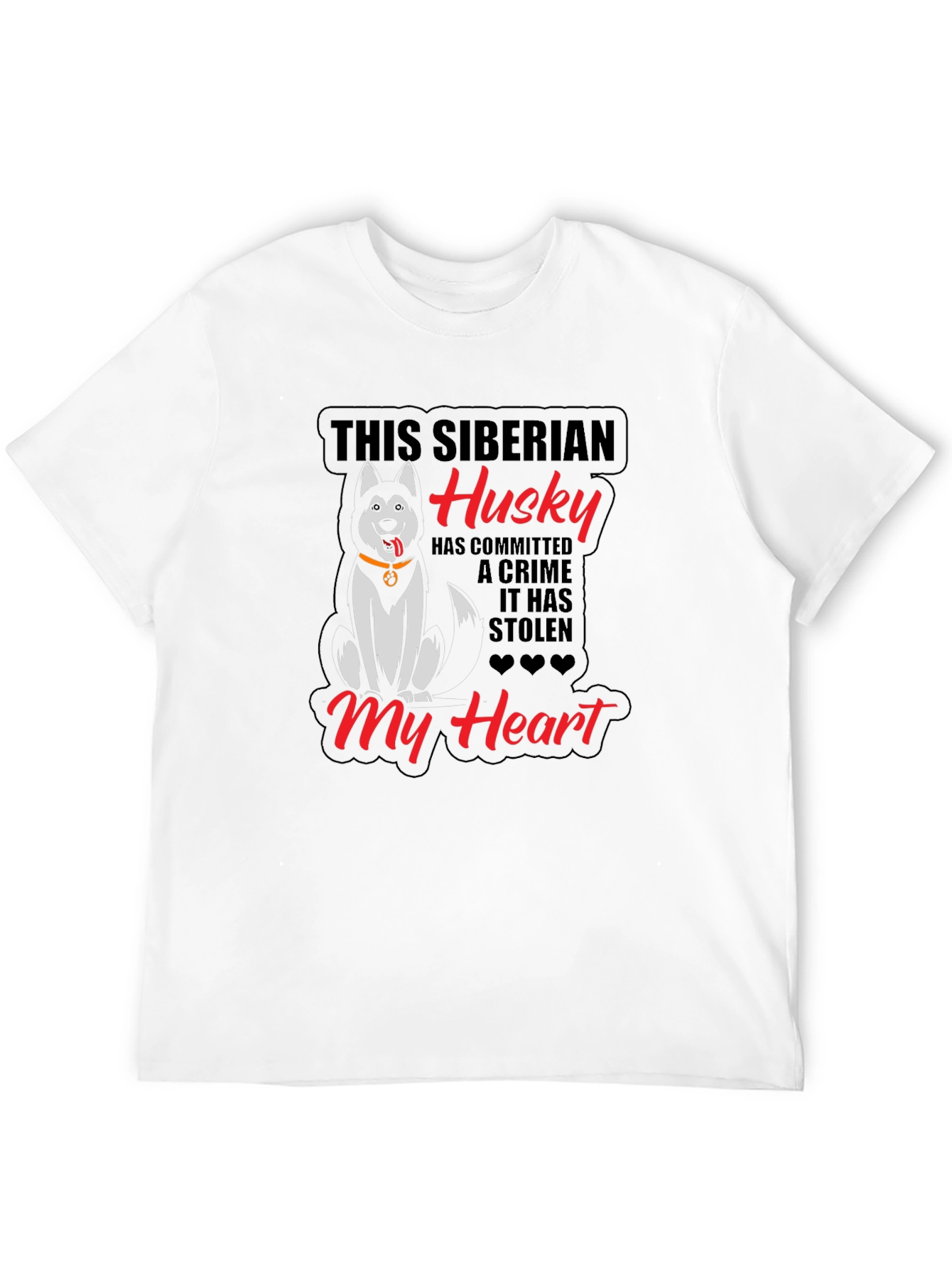 Siberian Husky Heart Stealer Black T-Shirt