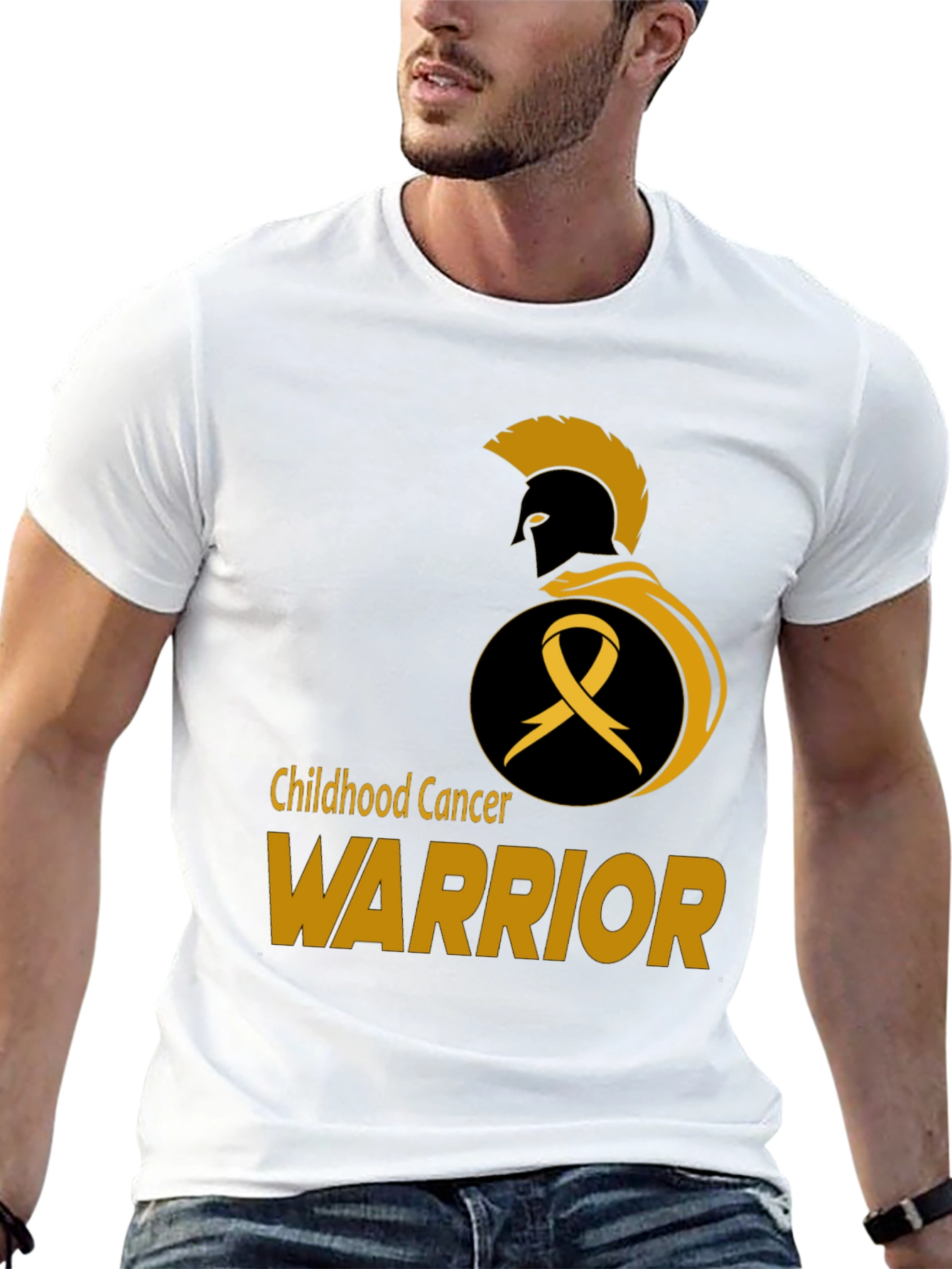 Childhood Cancer Warrior T-Shirt - Gold Ribbon Spartan