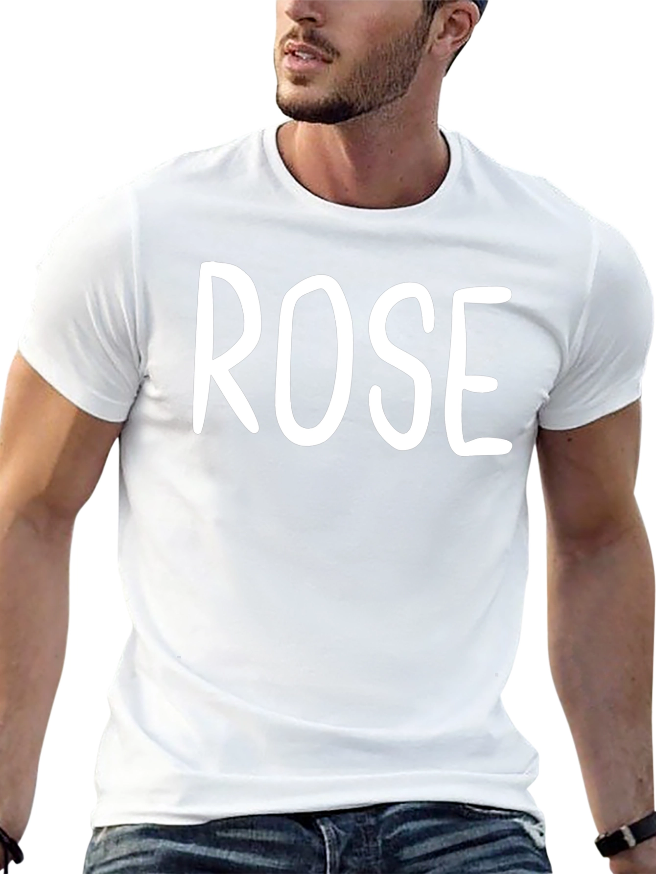 Rose Text Graphic Print Black T-Shirt