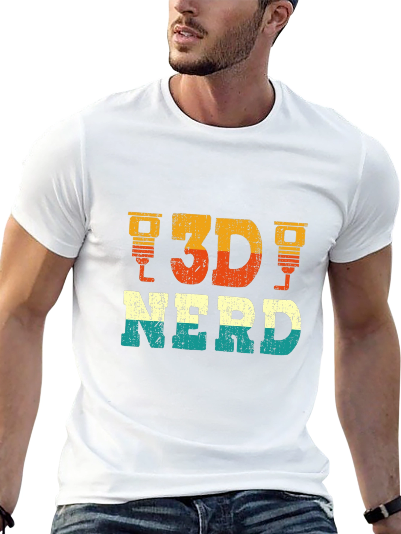 3D Nerd Graphic Tee - Black Casual T-Shirt