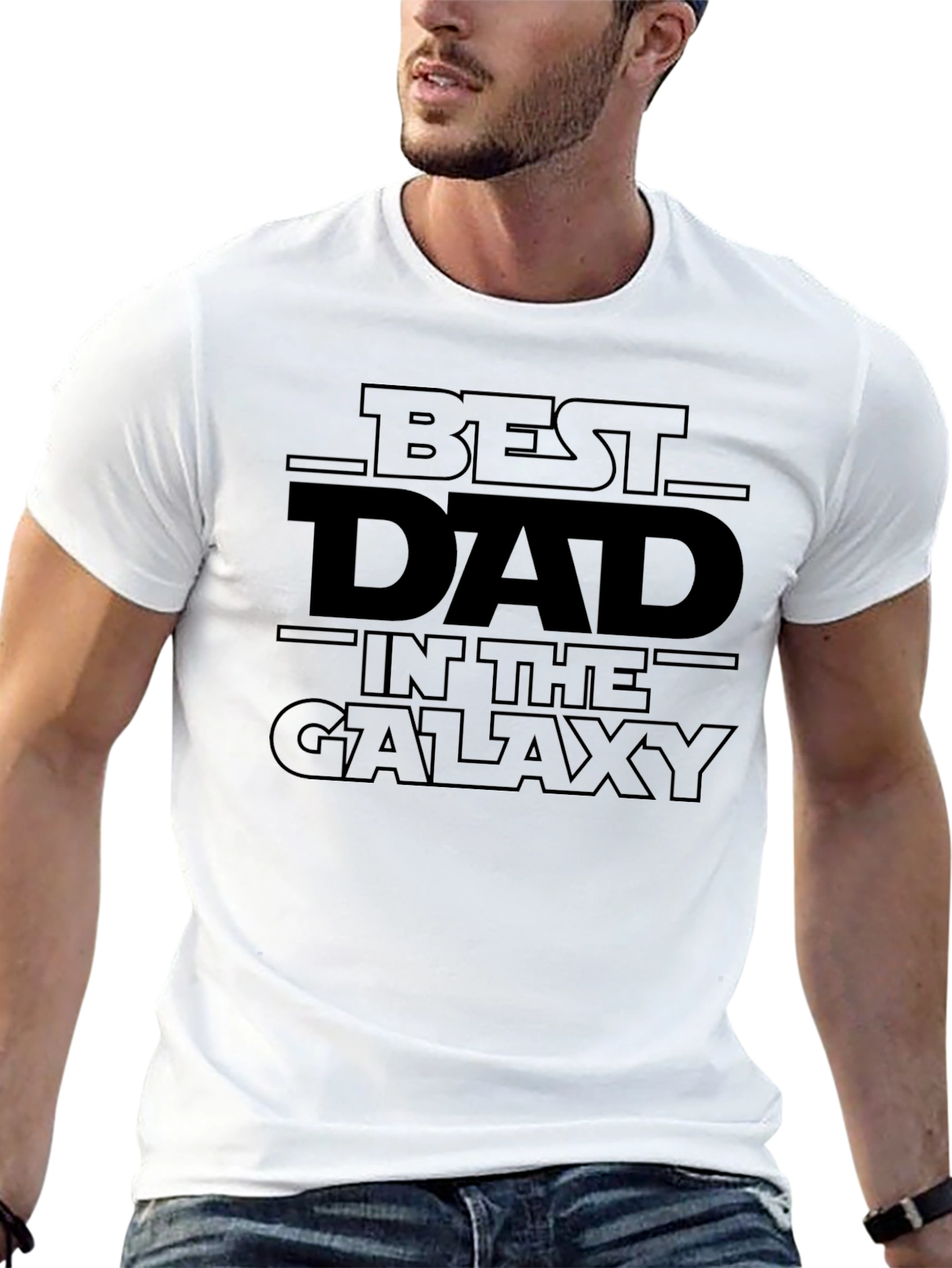 Best Dad in the Galaxy Black Graphic T-Shirt
