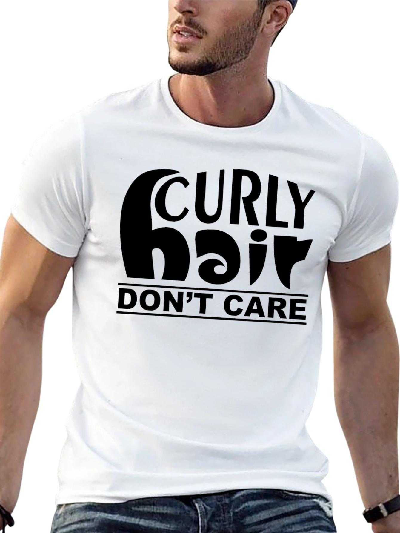 Curly Hair Dont Care Black T-Shirt