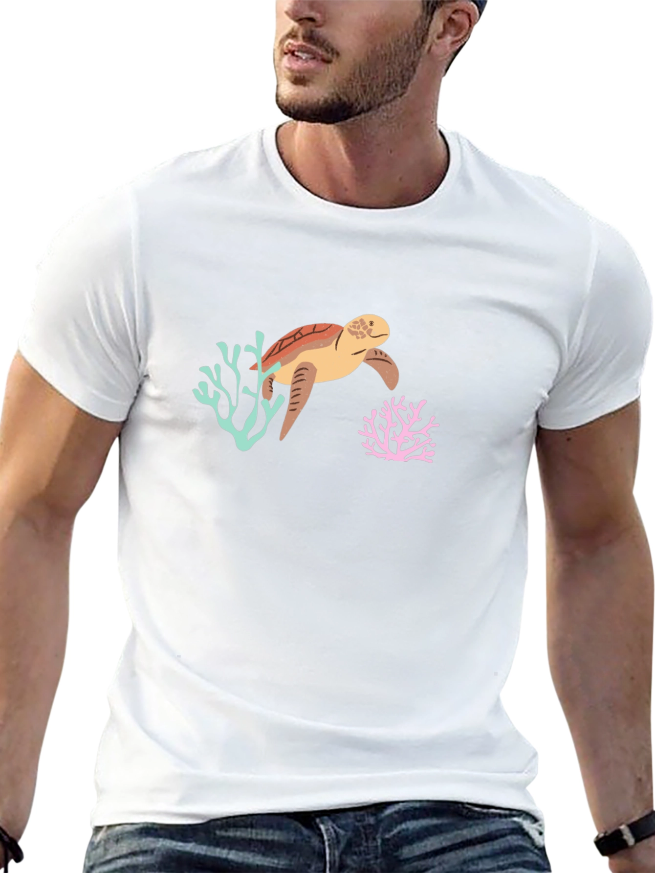 Sea Turtle Graphic Tee - Black Cotton Blend