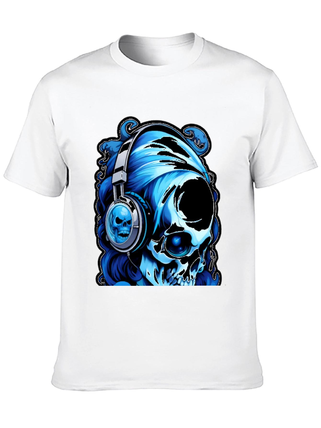 Skull with Headphones Graphic T-Shirt