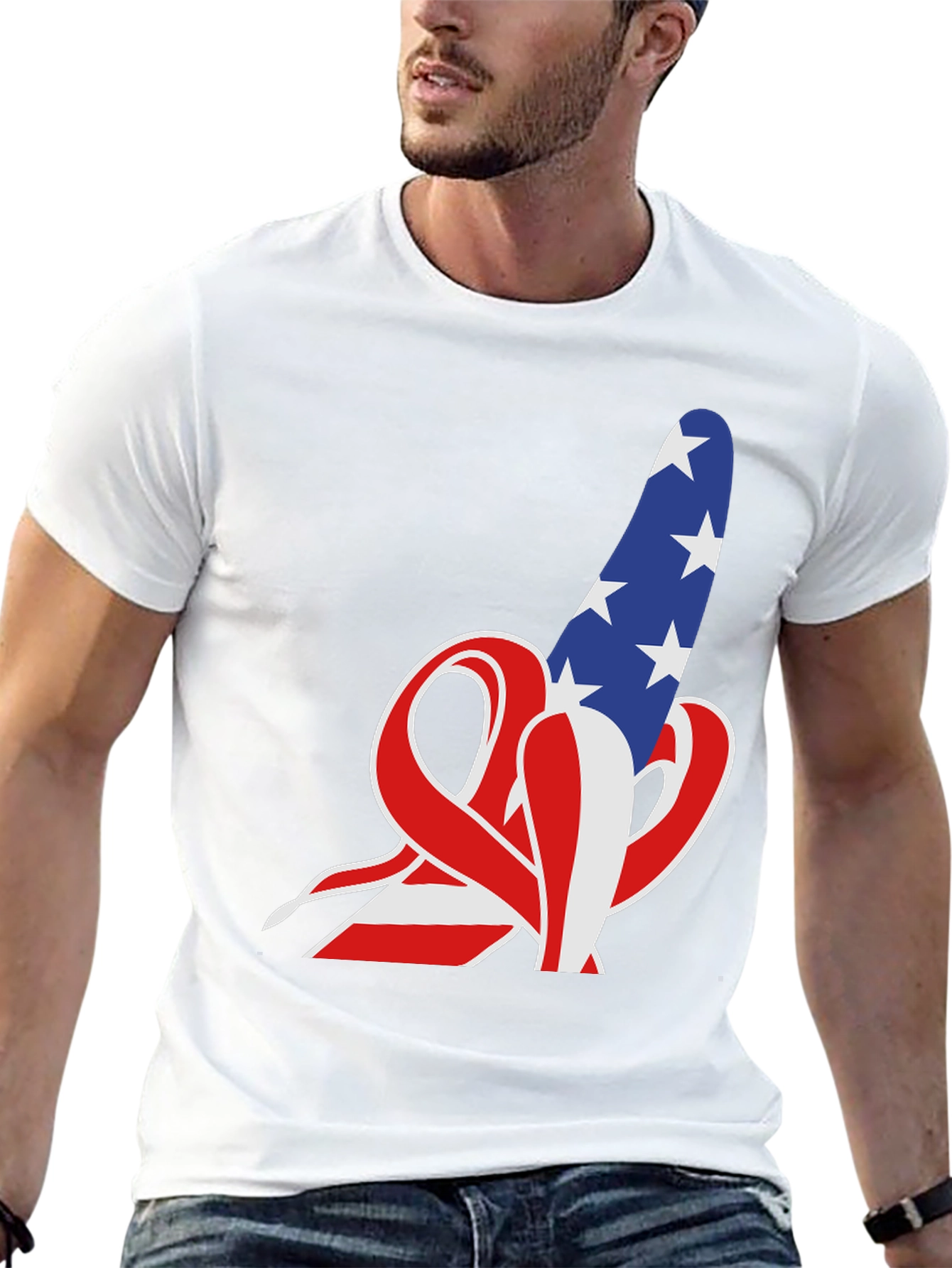 American Flag Rude Finger Gesture T-Shirt