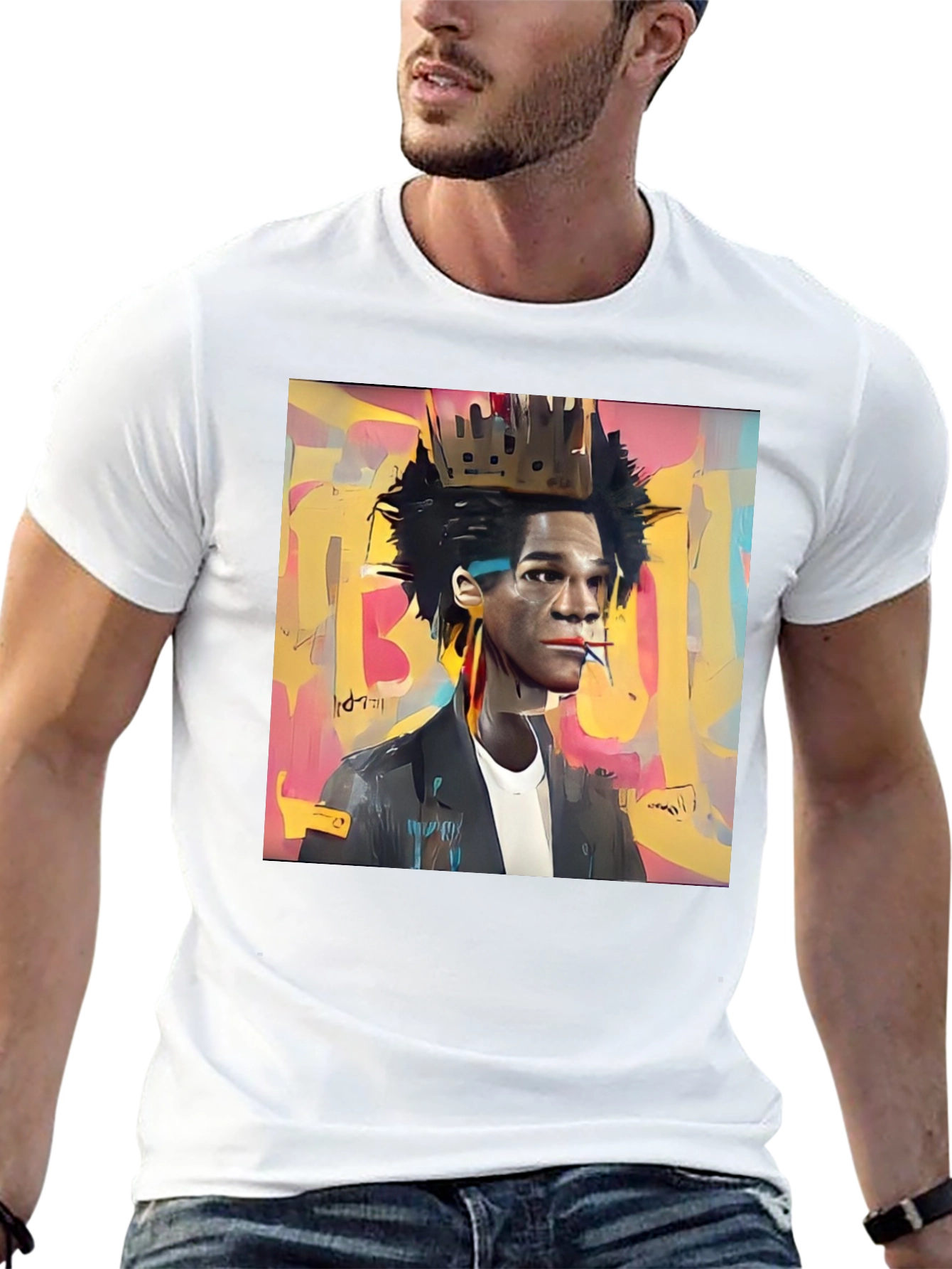 Basquiat Crown Graphic Tee - Stylish Art T-Shirt