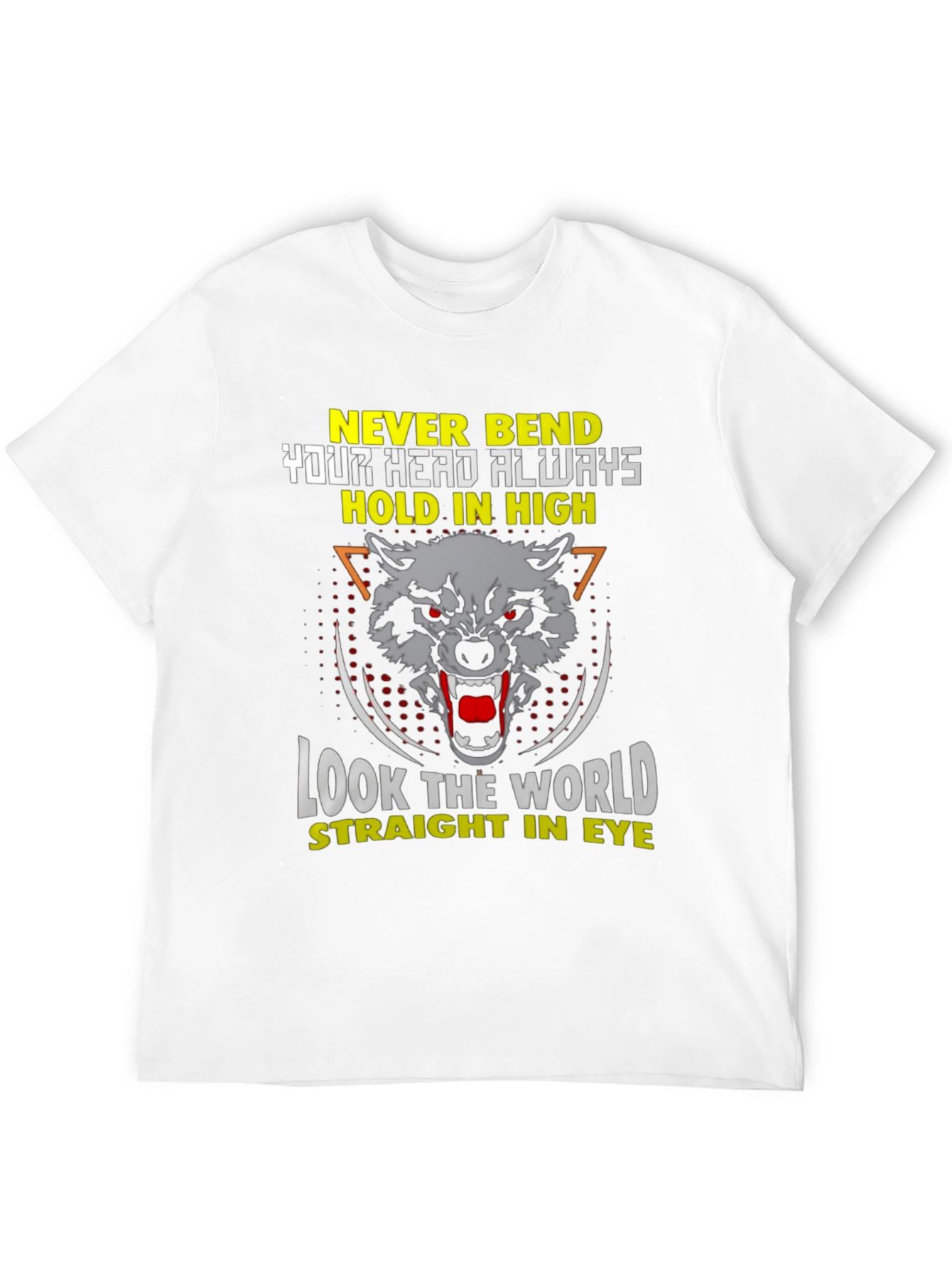 Wolf Graphic Black T-Shirt: Never Bend Hold High
