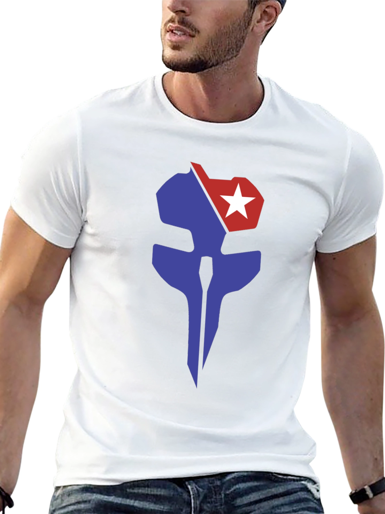 Graphic Print Tee - Blue & Red Emblem