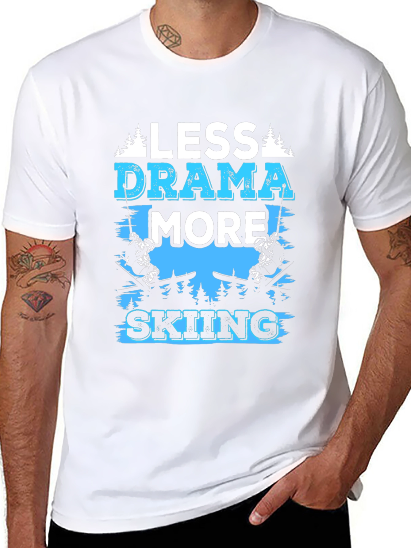 Less Drama More Skiing Black Graphic Tee