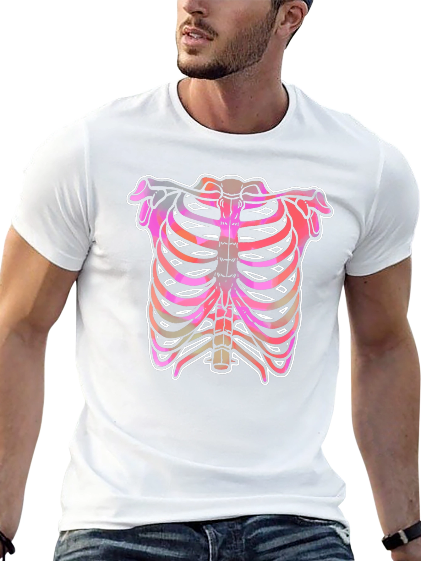 Rib Cage Graphic Tee - Unique Halloween Shirt