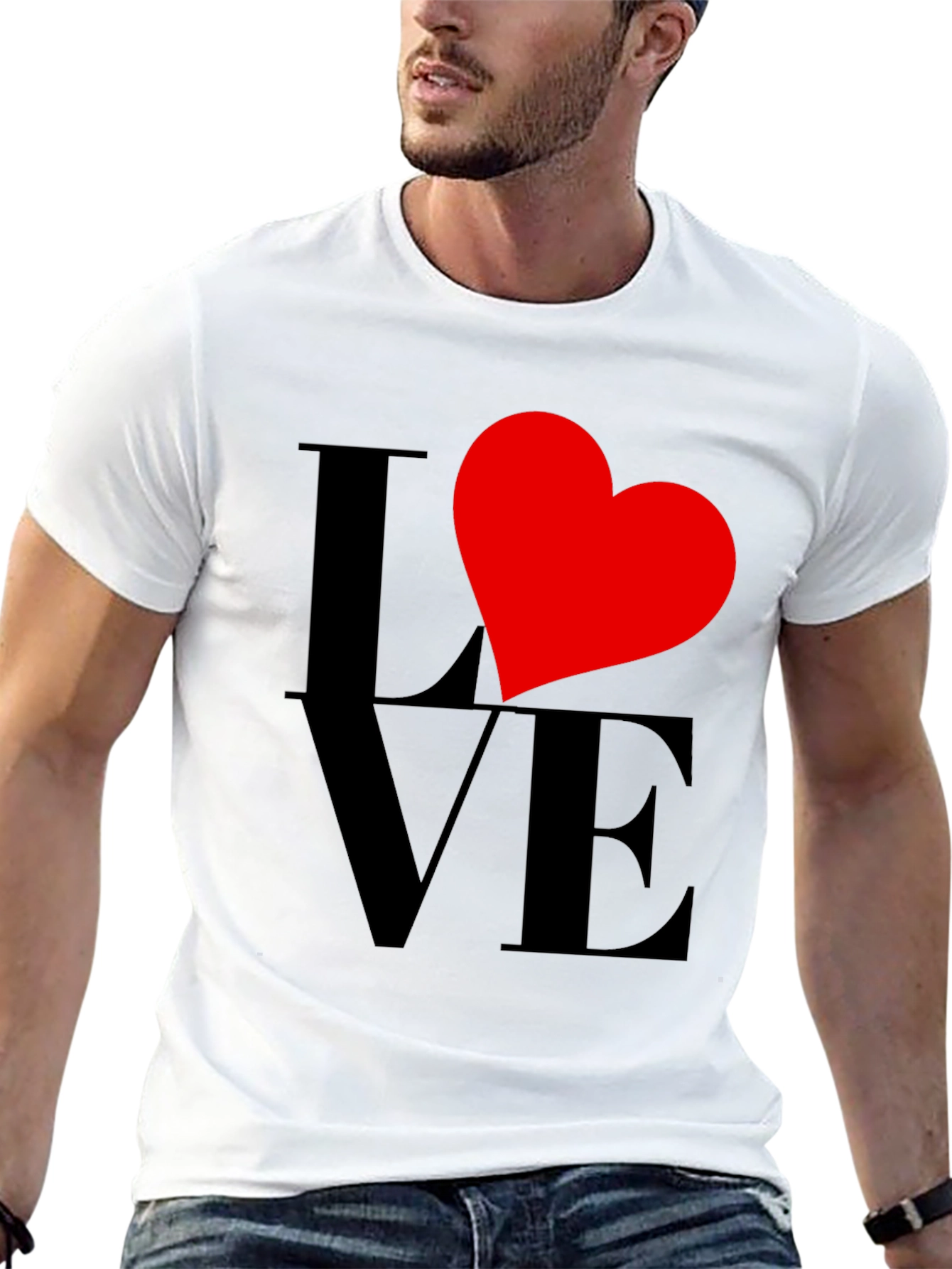 Love Heart Graphic Tee - Black Casual Shirt