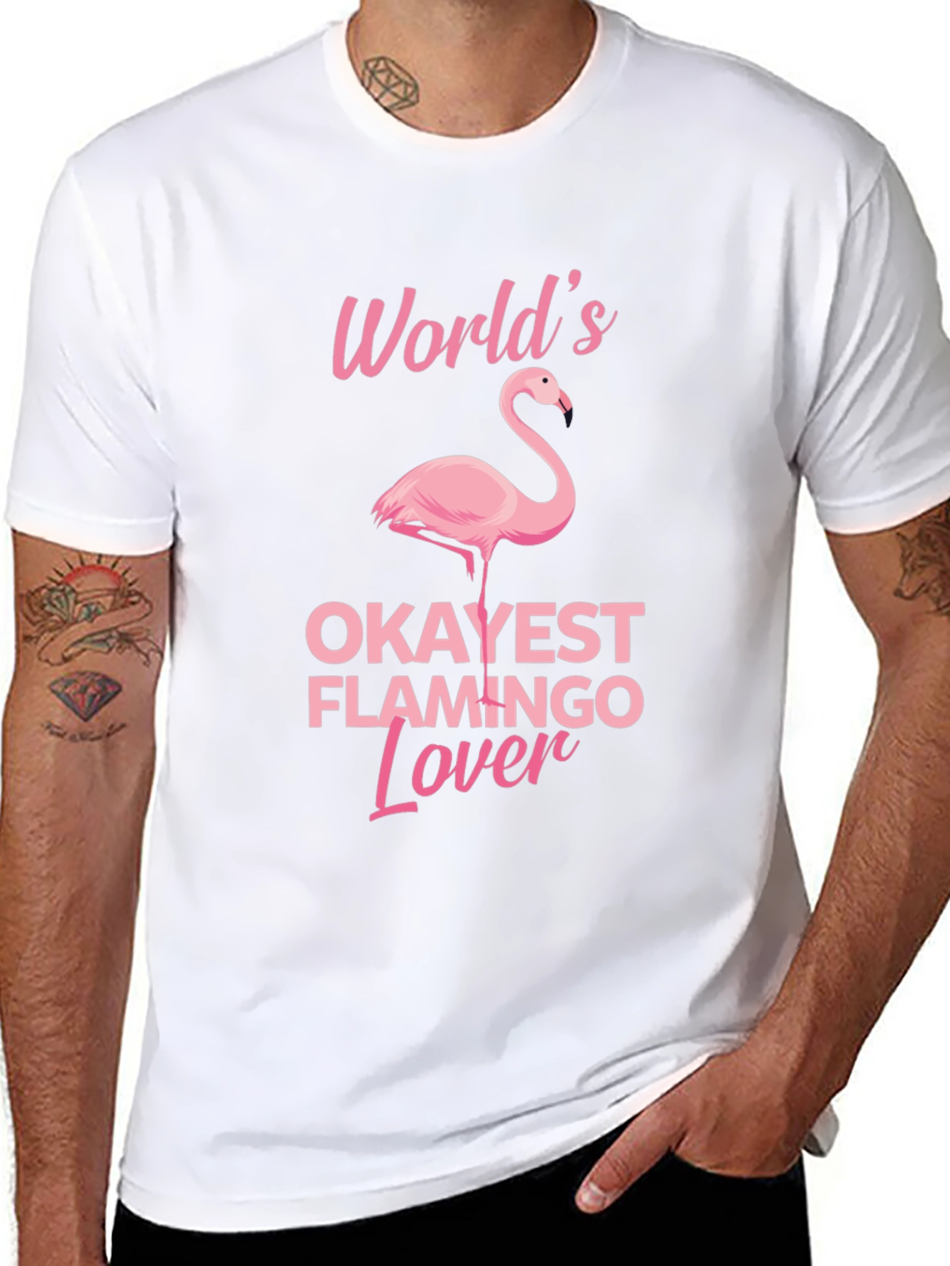 Okayest Flamingo Lover - Black T-Shirt