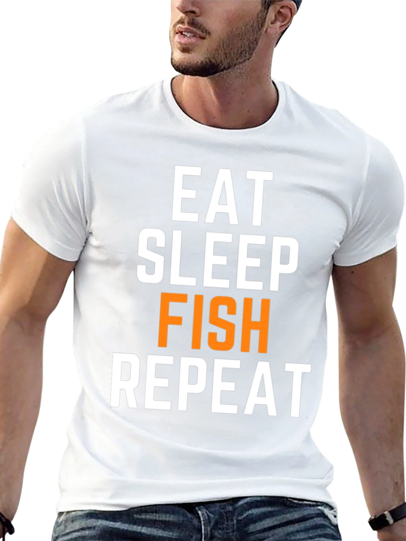 Eat Sleep Fish Repeat Black Graphic T-Shirt