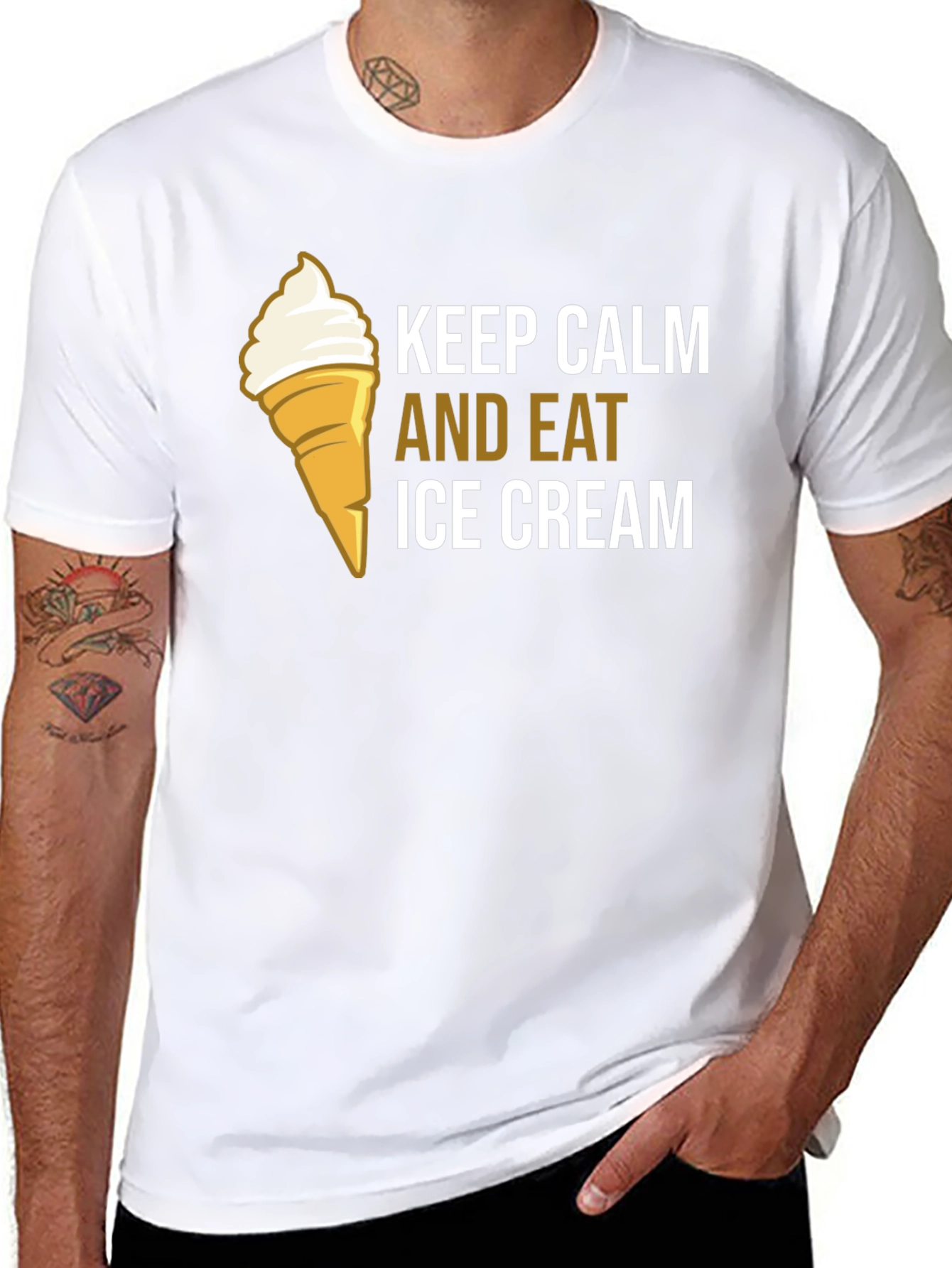 Keep Calm and Eat Ice Cream Graphic T-Shirt