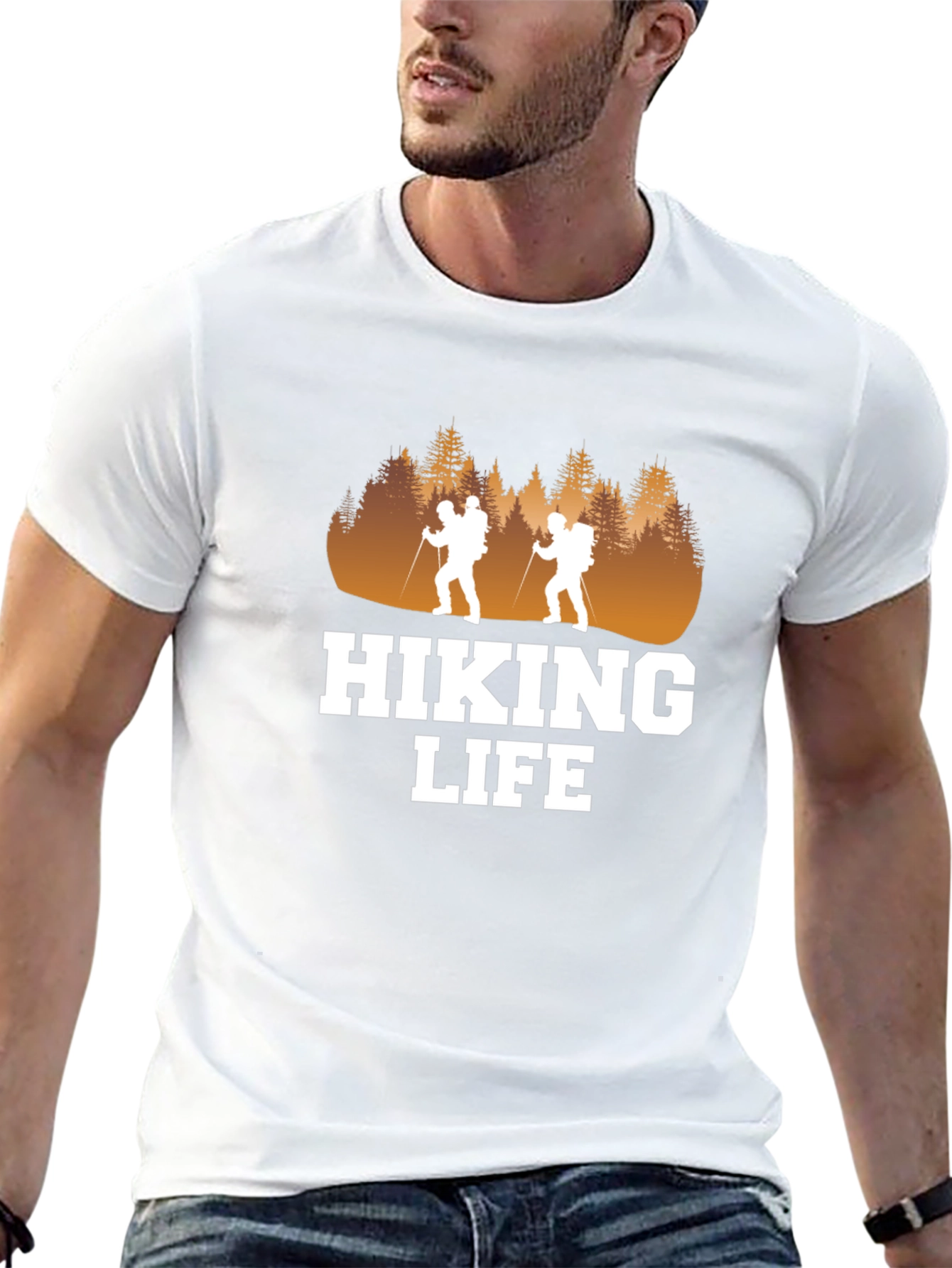 Hiking Life Graphic Tee - Black Cotton T-Shirt