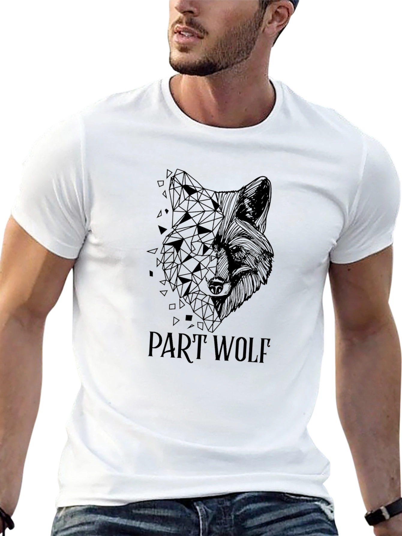 Part Wolf Graphic Print Black T-Shirt