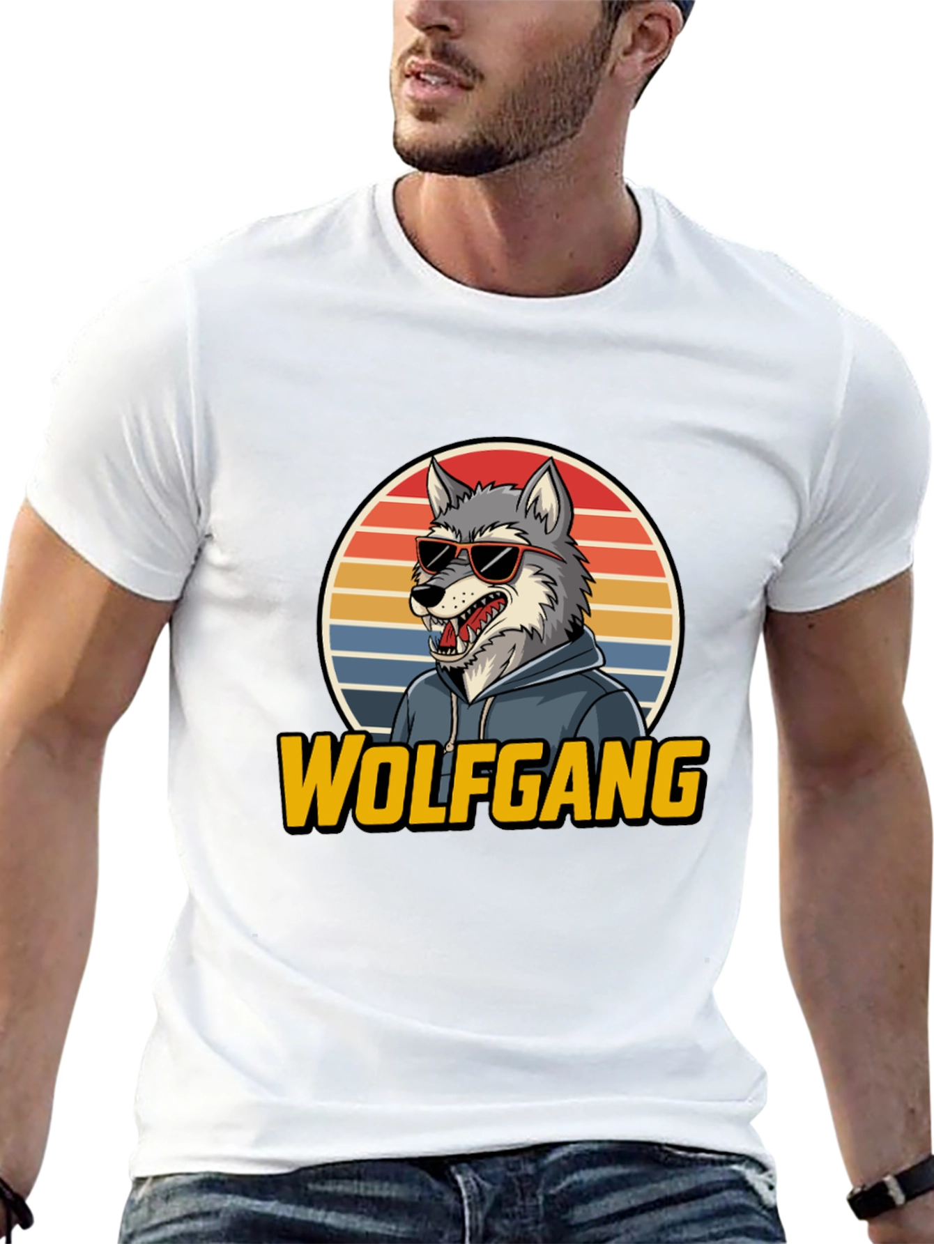 Wolfgang T-Shirt - Cool Wolf Design Retro Style Tee