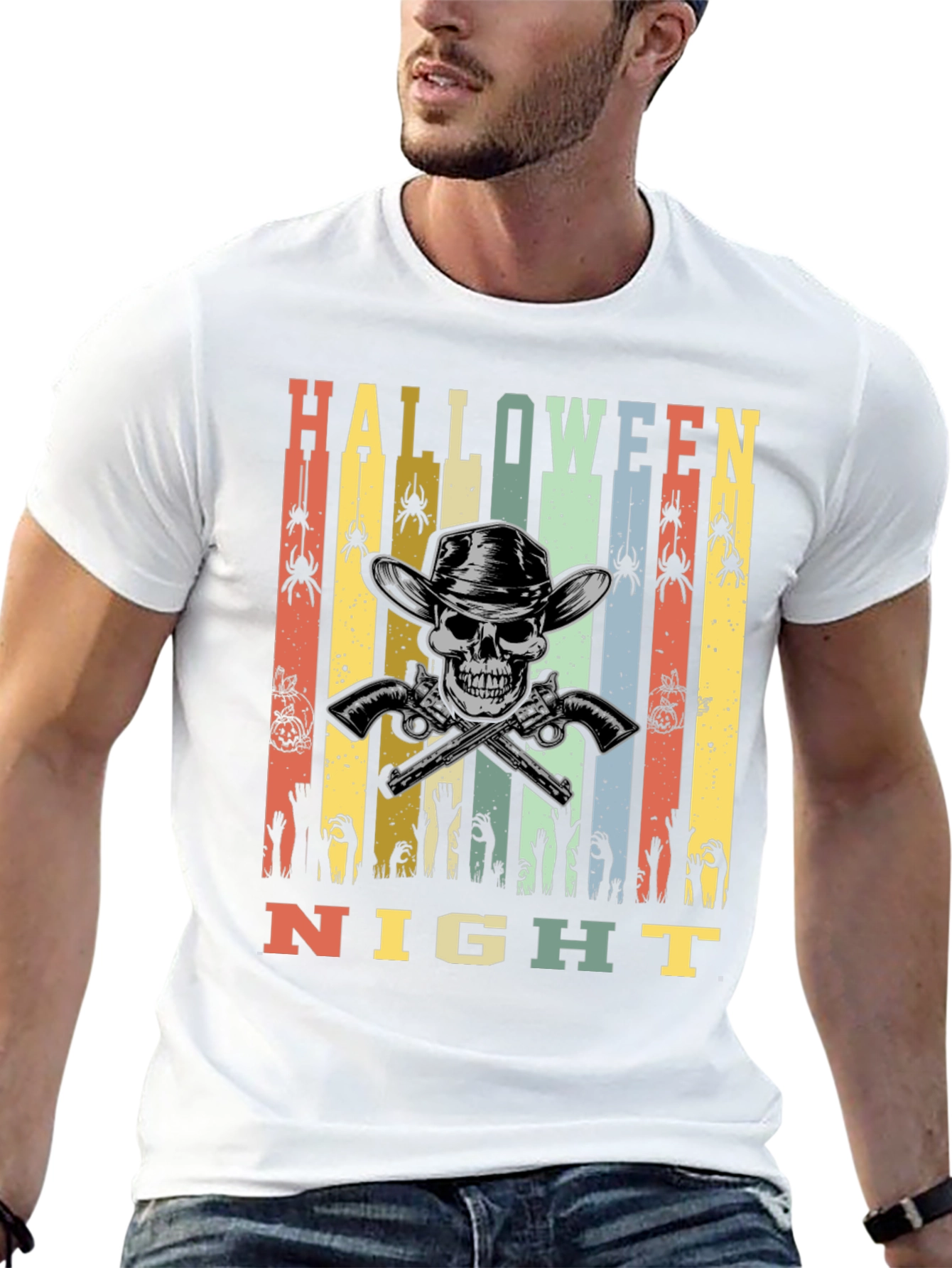 Halloween Night T-Shirt Skull Cowboy