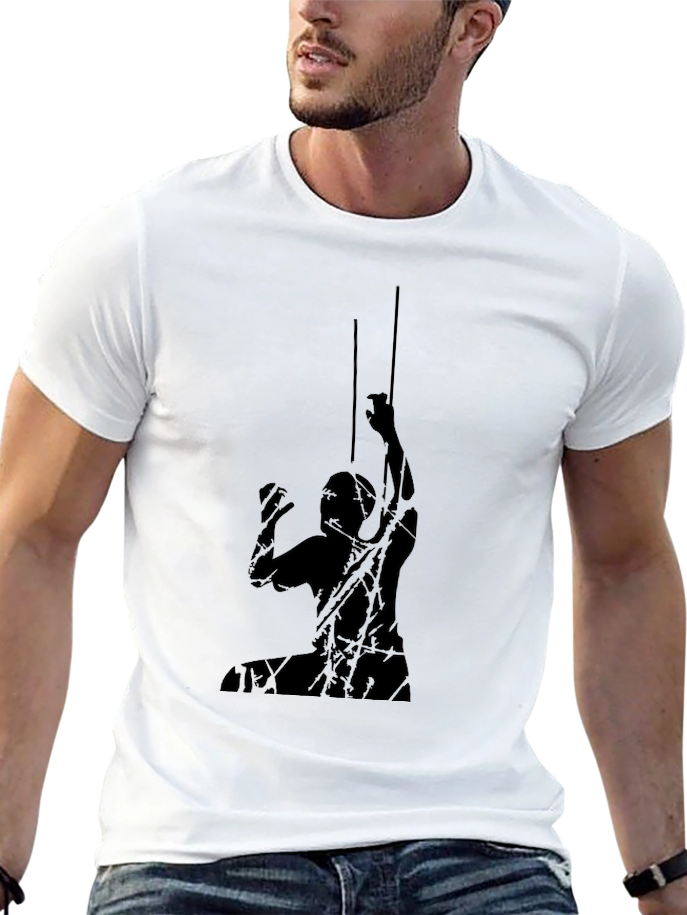 Black Graphic Tee - Climbing Silhouette