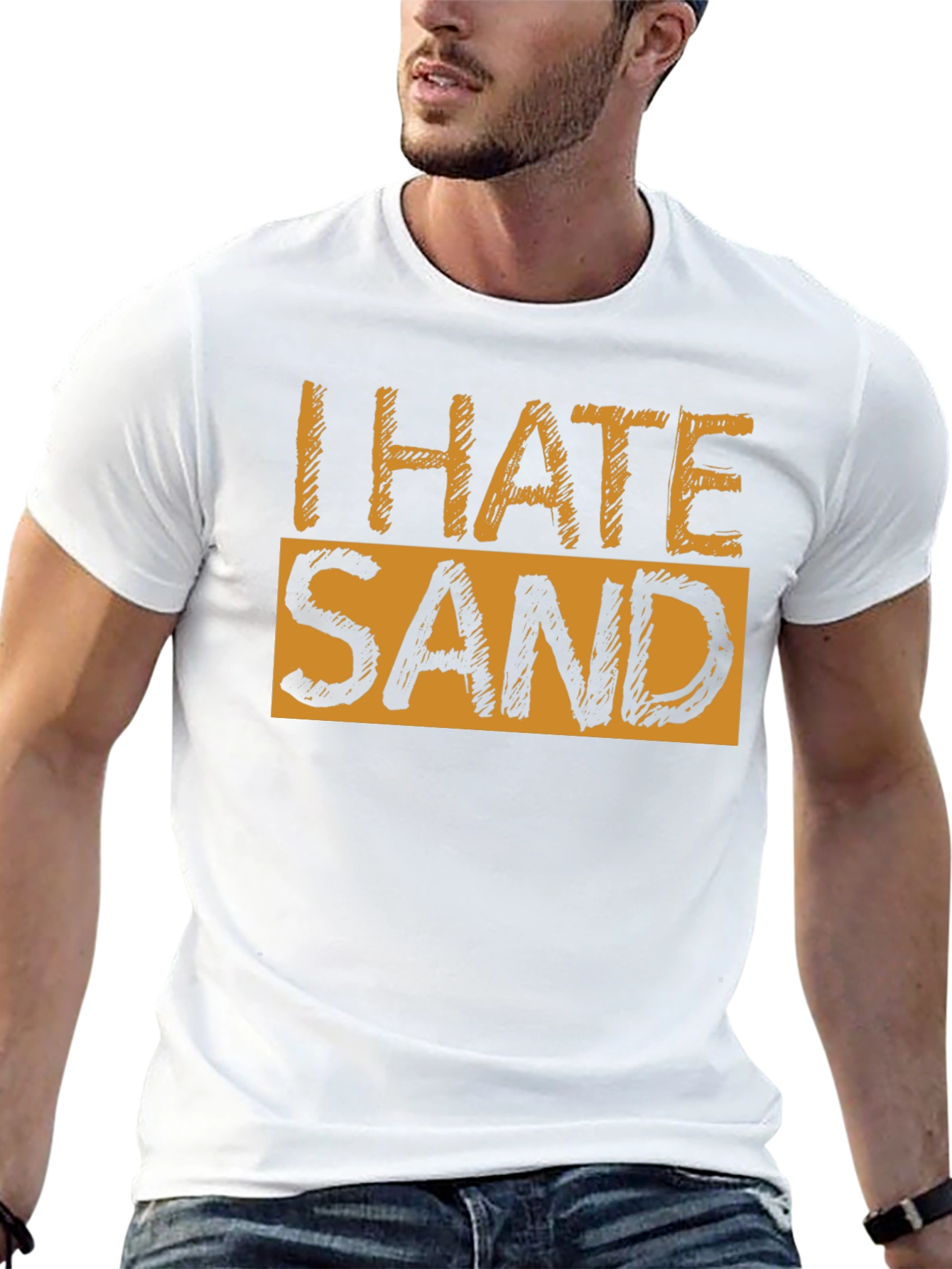 I Hate Sand Graphic T-Shirt - Soft Cotton Blend