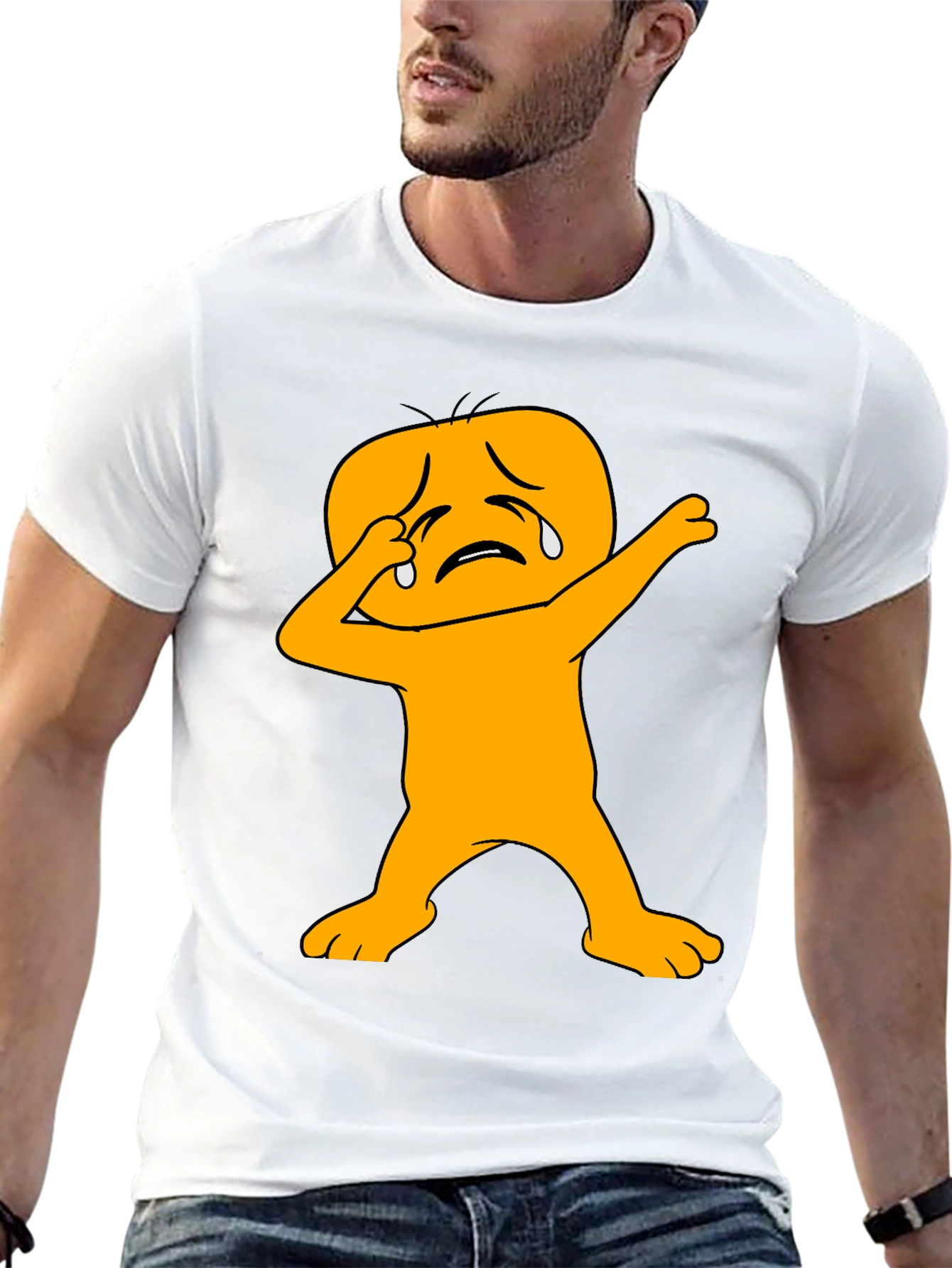 Dabbing Crying Emoji Black T-Shirt
