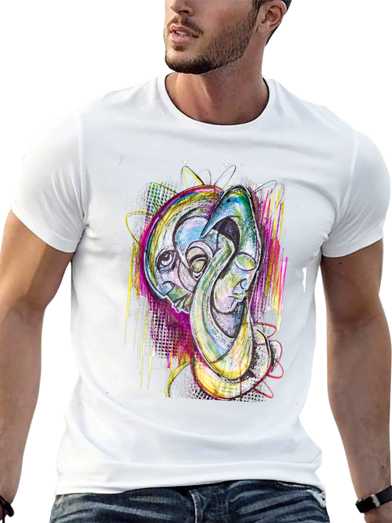 Abstract Art Print Black T-Shirt